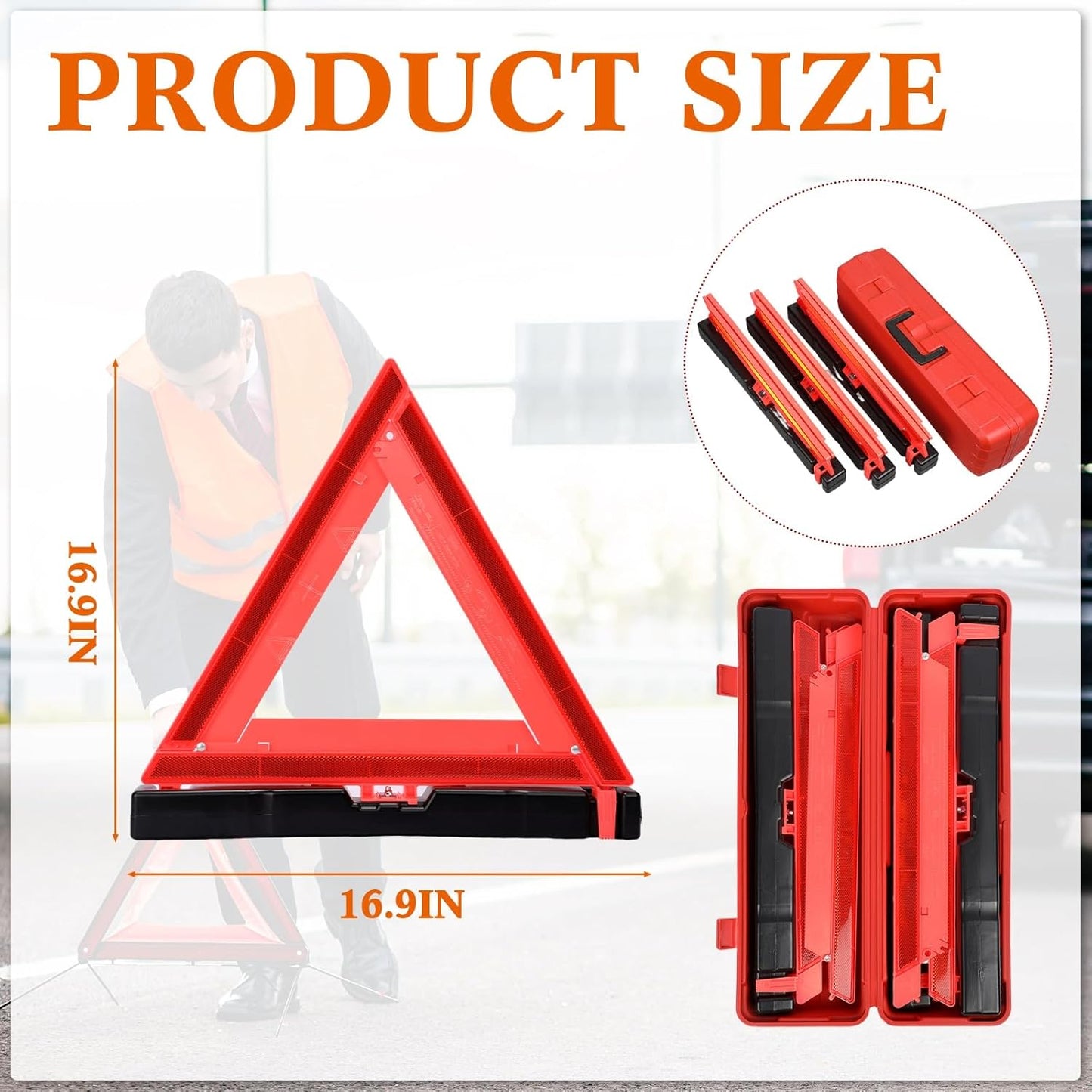 Kanayu Warning Triangle DOT Approved Foldable Emergency Safety Triangles Reflective Road Safety Triangle with Carrying Case Heavy Base Roadside Safety Warning Sign for Car Truck(24 Pcs)