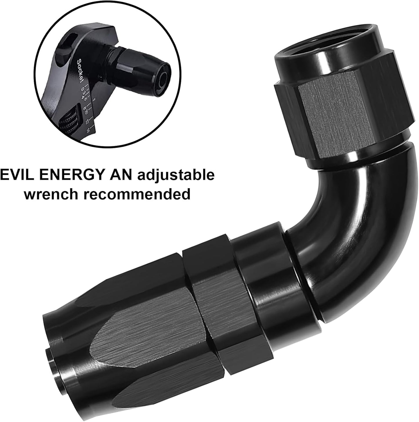 EVIL ENERGY 12AN 90 Degree One Piece Full Flow Hose End Fitting Swivel For CPE Braided Hose