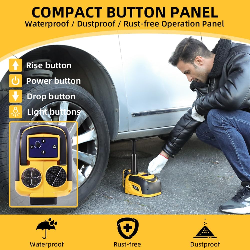 STANDTALL Electric Car Jack Hydraulic Cordless Remote Control 5 Ton 18V Automatic Small Portable Tire Change Kit Emergency Repair Tire Tools for SUV Sedans Vehicle MPV