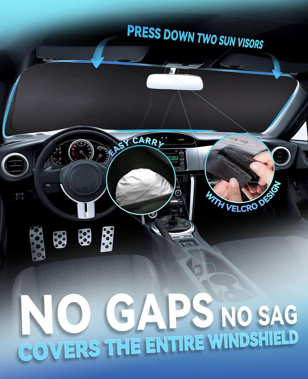 Sun Shade for HRV Windshield Sunshades Cover for 2021-2023 2024 2025 2026 Honda HR-V LX Sport EX EX-L Accessories Foldable Front Window Shields Protector Sun Visor Blocks UV Rays