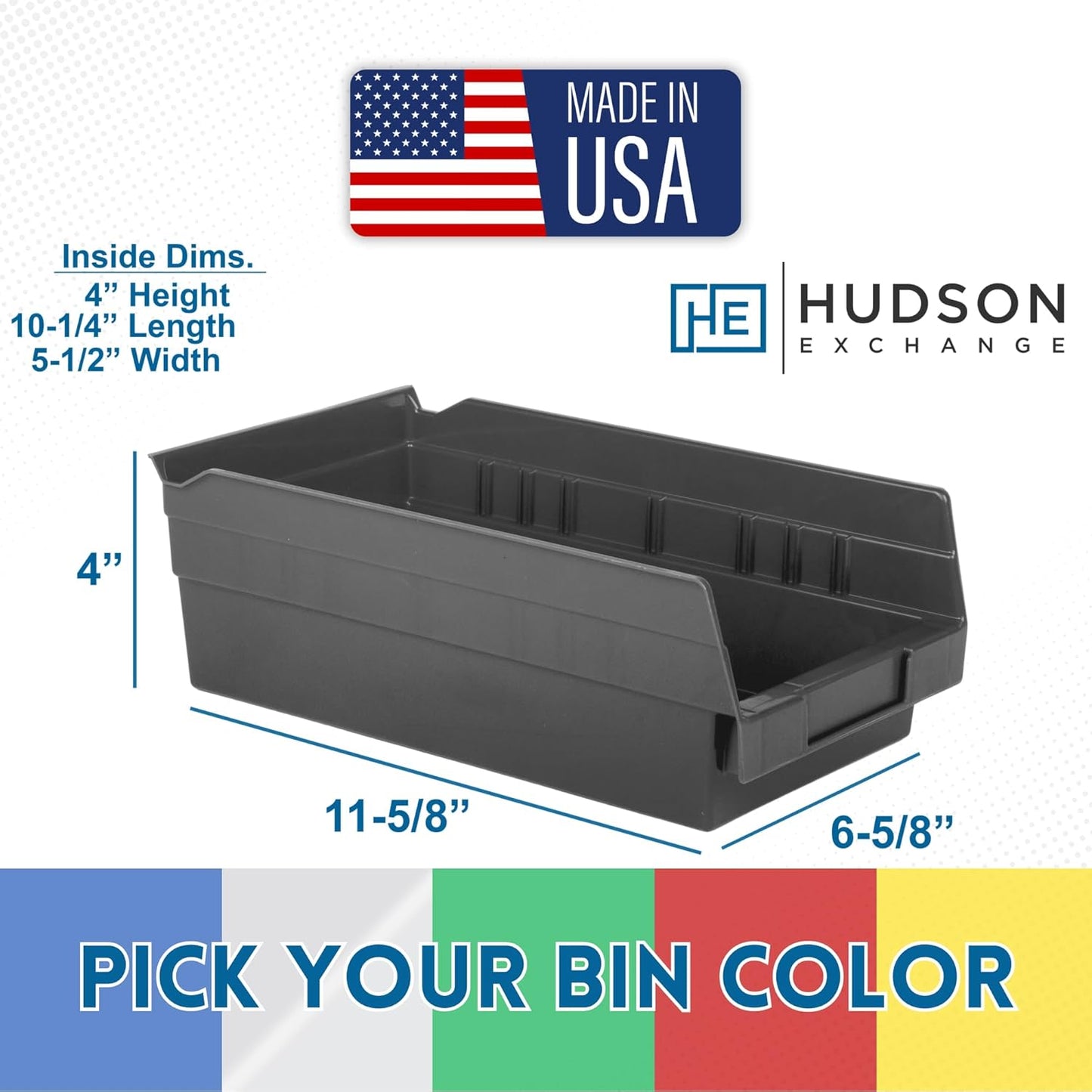 Hudson Exchange 36x14x33, 4-Tier (20 Bins Included), Industrial Wire Shelving Unit with Storage Shelf Bins, Chrome Rack (Blue)