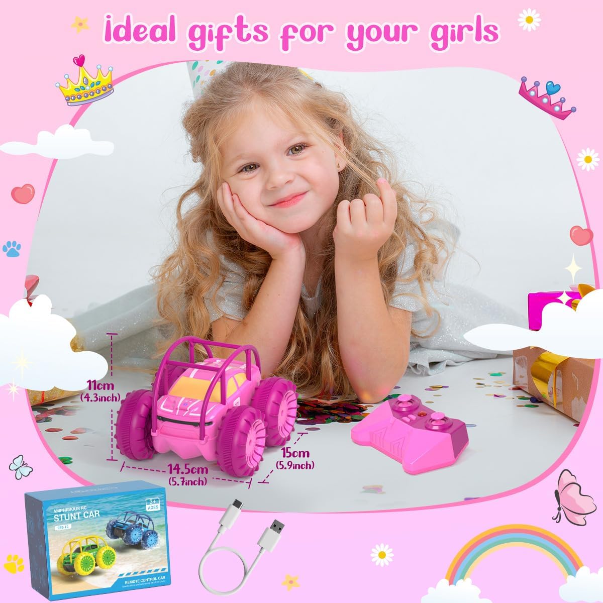 MaxTronic Amphibious Remote Control Car,Rechargeable RC Cars Toy 360° Flips Rotation Stunt Crawler 15KM/H 4WD All Terrain Outdoor Indoor Toy for Kids Boys Girls 3-12