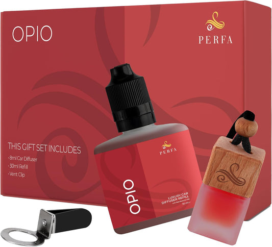 Opio Gift Set Car Air Freshener for Women | Perfume Inspired Car Fragrances | Strong Automotive Freshener with Odour Eliminator Technology | Long Lasting Automotive Freshener by Perfa
