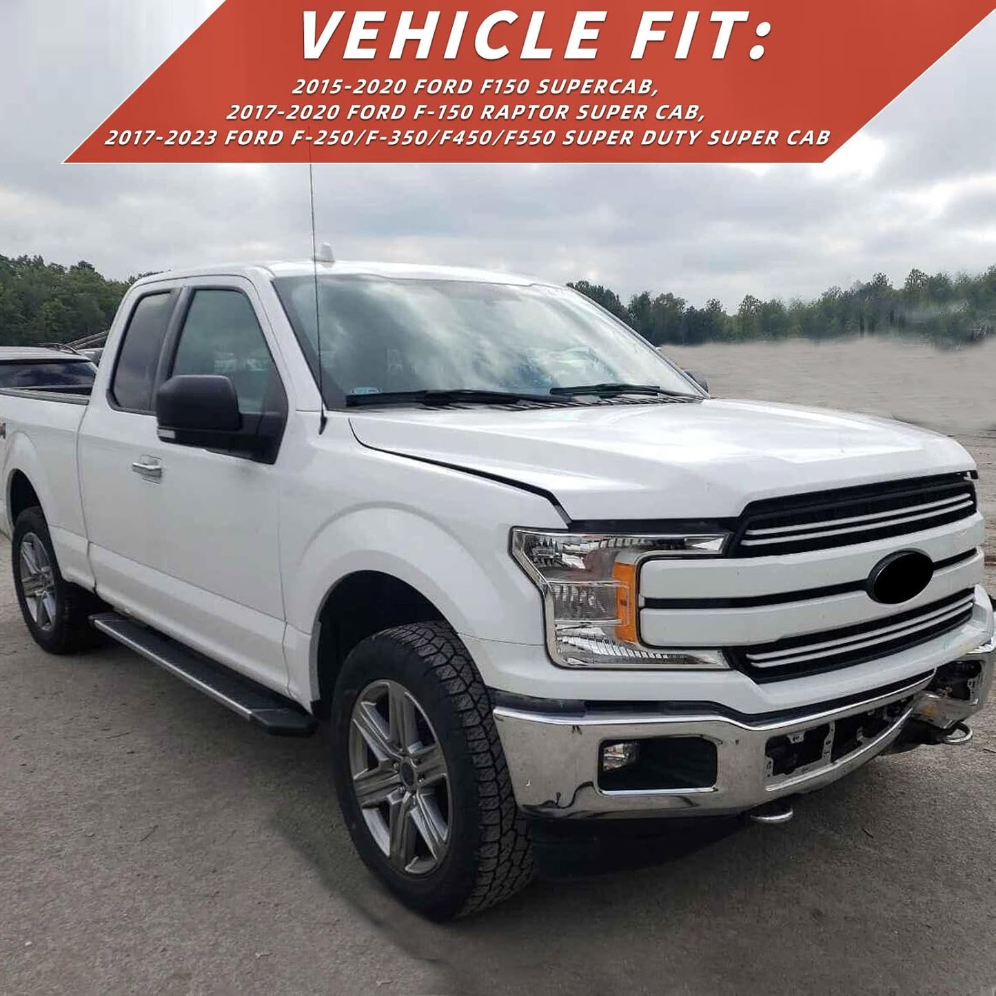 in Channel Rain Guards Fit for 2015-2020 Ford F150 Super Cab, 17-20 F150 Raptor, 2017-2023 F250 F350 F450 F550 Extended Cab Window Wind Deflectors, Vent Window Visors Shades