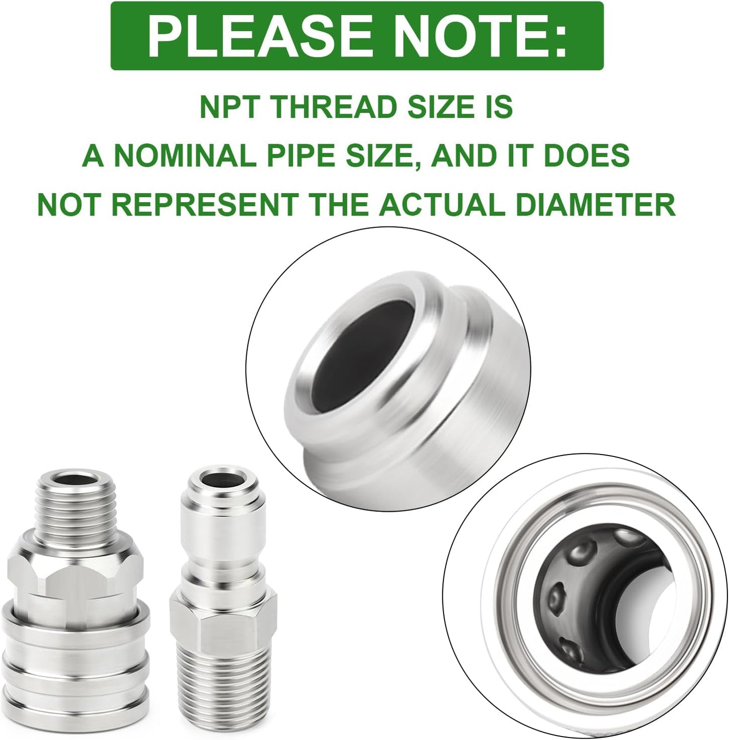 TAISHER 4PCS 304 Stainless Steel Pressure Washer Adapter Kit, Quick Connect Fittings，1/4" Male