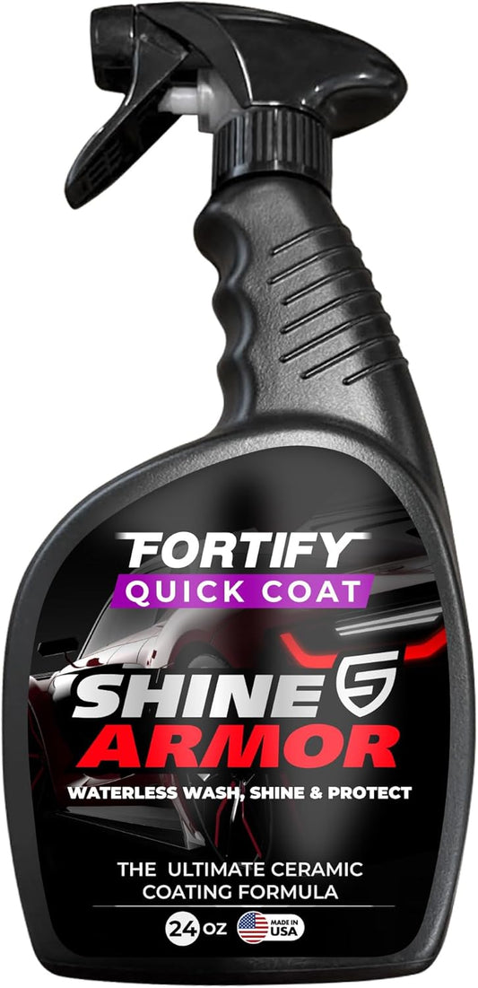 SHINE ARMOR Ceramic Coating Fortify Quick Coat Car Wax Polish Spray Waterless Wash & Wax Hydrophobic Top Coat Polish & Polymer Paint Sealant Detail Protection (24 Fl Oz)