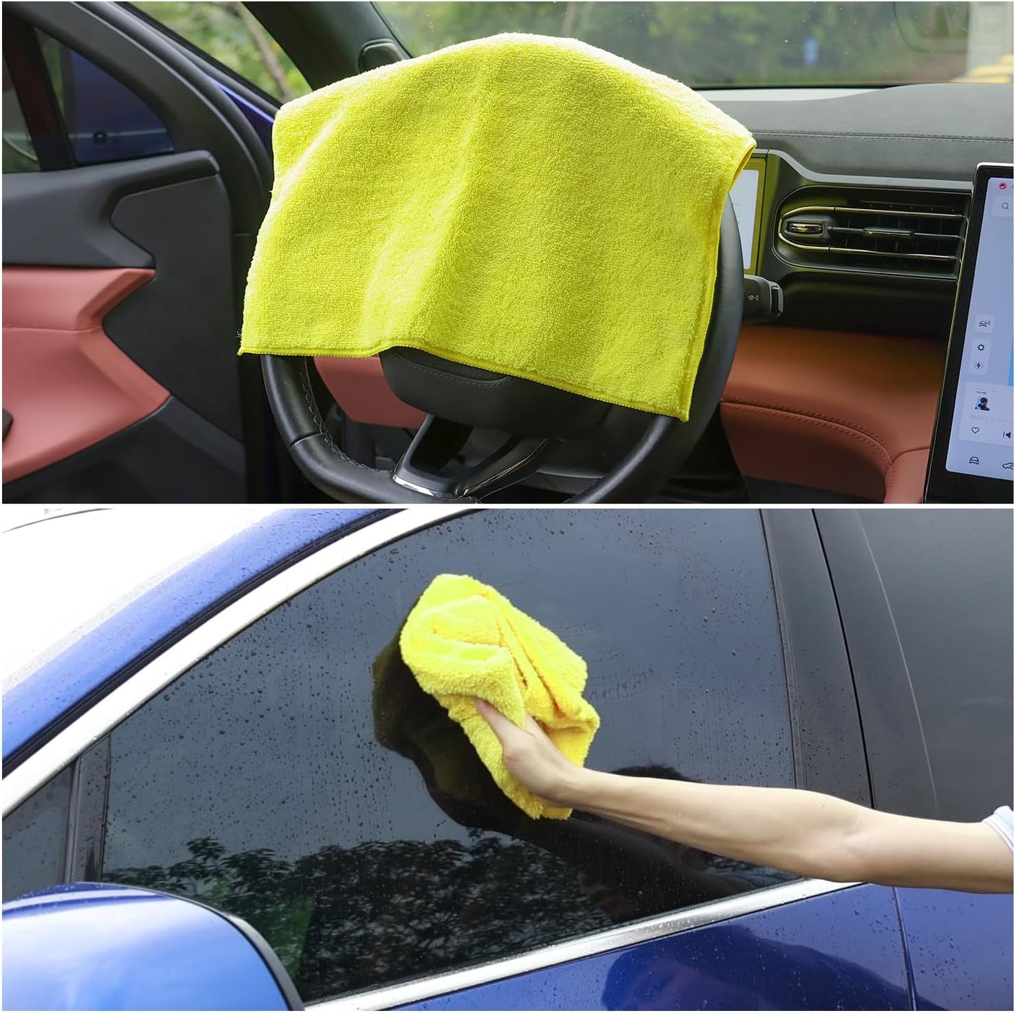 Wash Cloths for Car Interior & Exterior,Microfiber Towels Cleaning Highly Absorbent,Car Wash Rags,Cleaning Rags for House,Kitchen,Bathroom,Office-3 Colors 16''x16''-6Pack