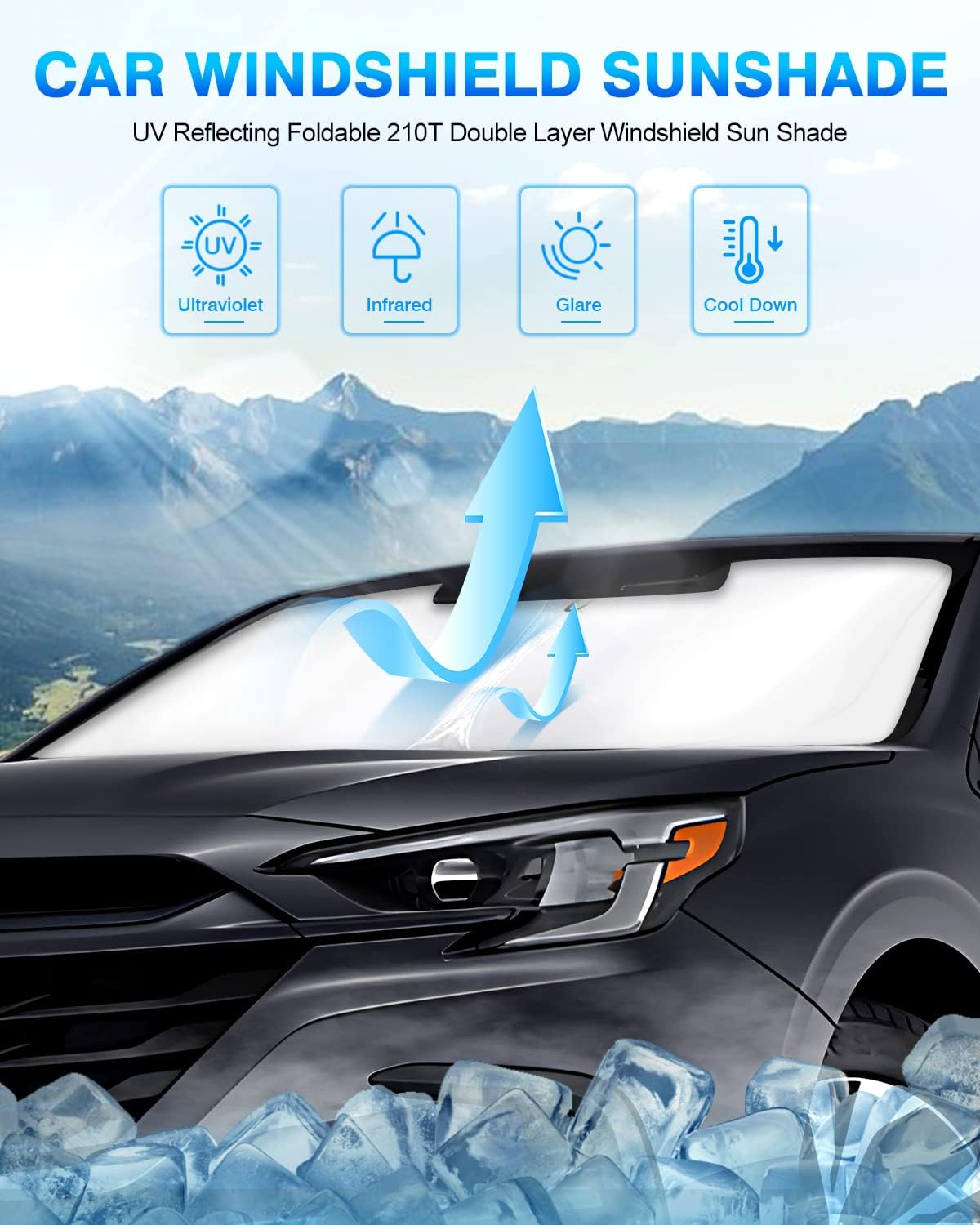 KUST Windshield Sun Shade for Subaru Legacy 2020-2025 Window Shade Sun Visor Cover Foldable Blocks UV Rays Keep Your Car Cooler