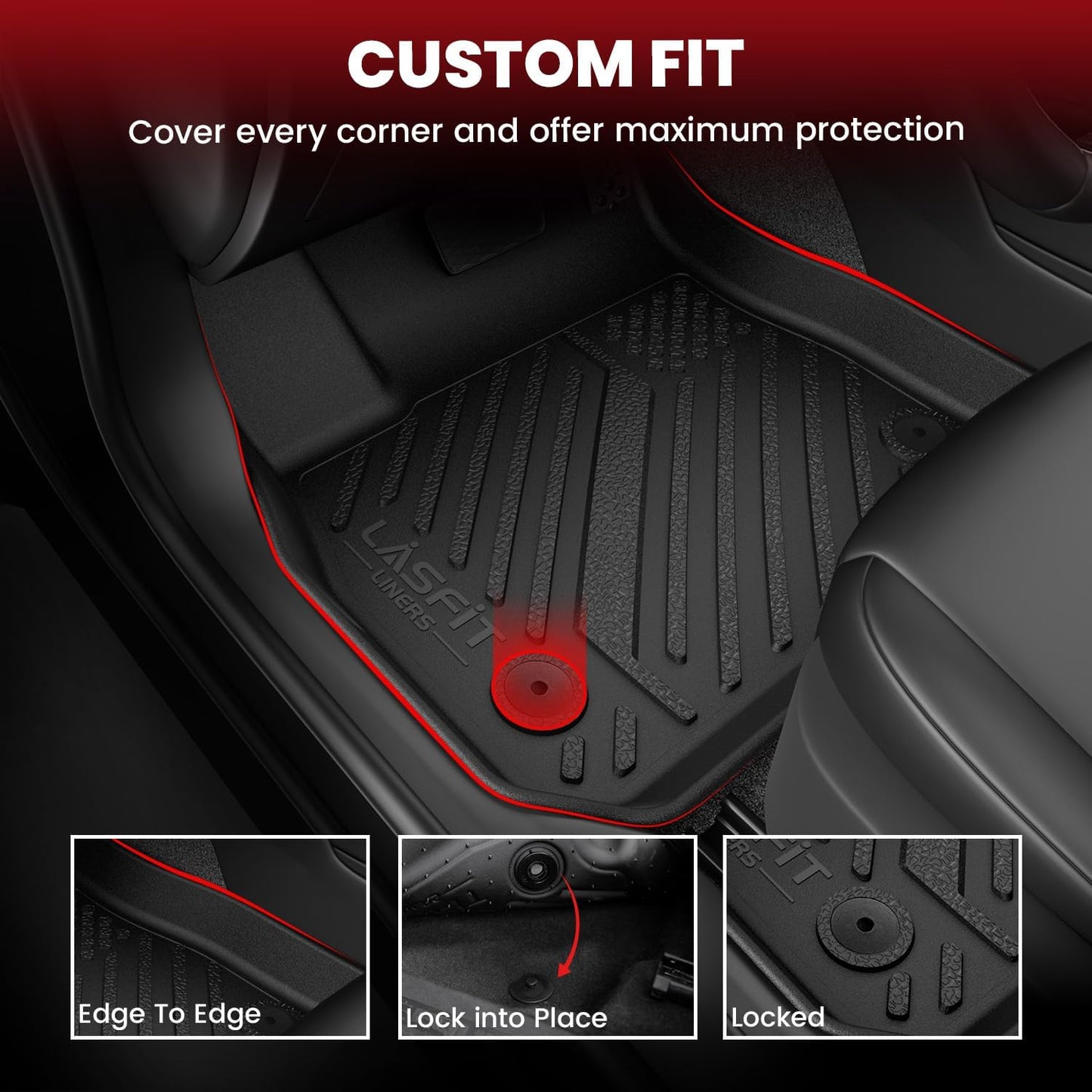 LASFIT Floor Mats & Cargo Mat for Toyota Prius 2010-2011 (Not fit Prius V or C), All Weather TPE Custom Fit Easy Clean Durable No-Curling Floor Liners for Prius 2010 2011 Car Mats & Trunk Mat