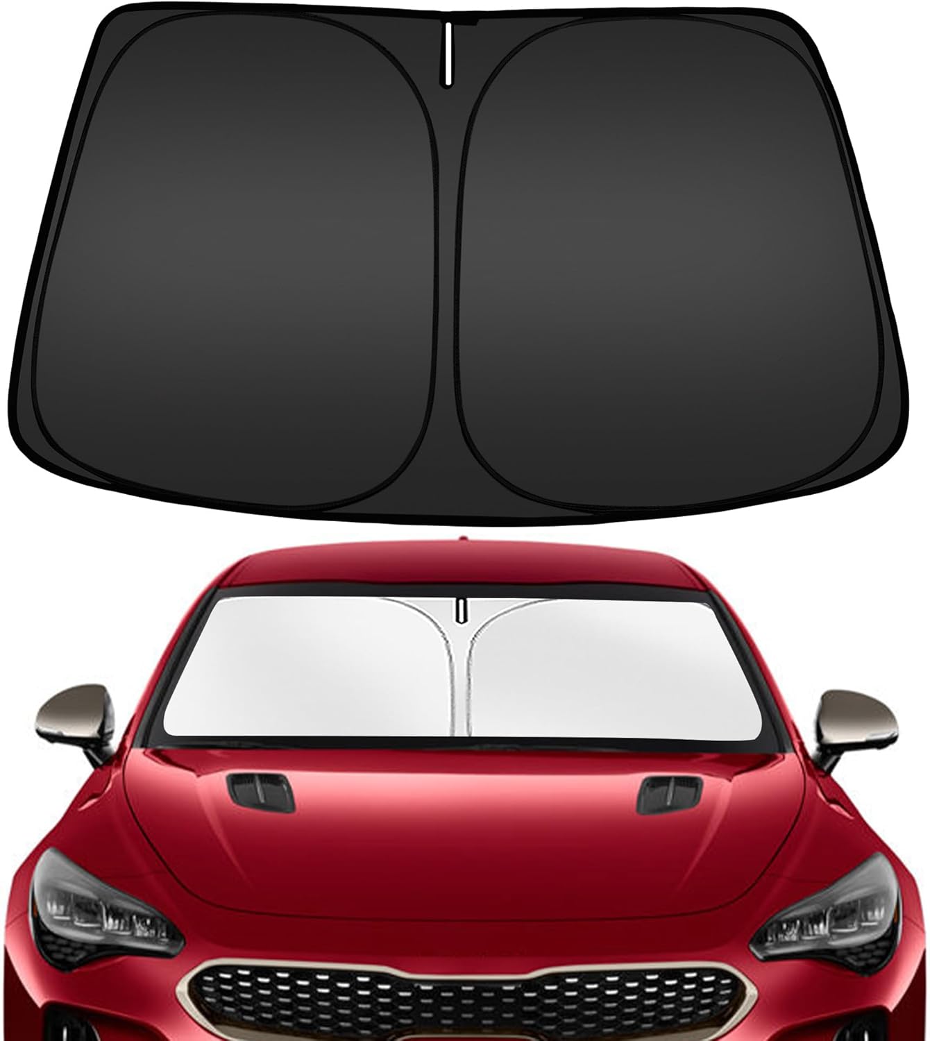 ARISMOTOR Windshield Sun Shade for Kia Stinger 2018-2023, Custom Fit Foldable Front Window Sunshade Sun Visor Protector, Block UV Rays Keep Your Car Cooler