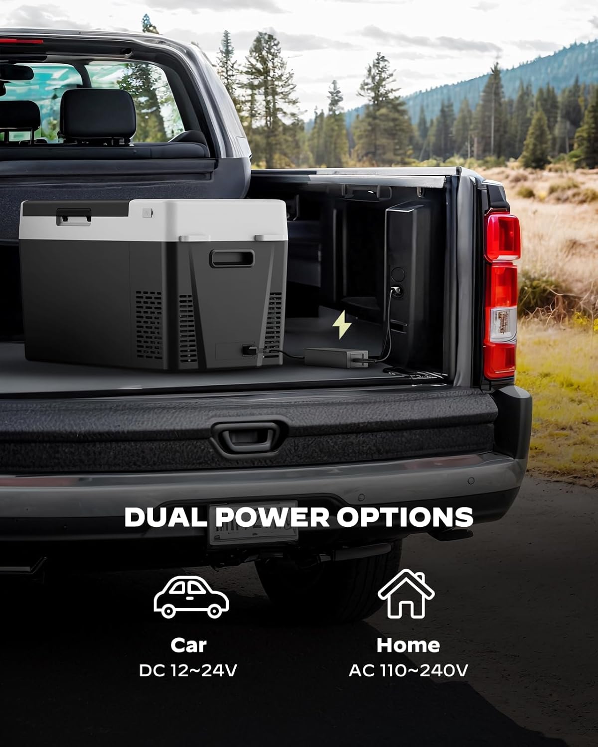 Marsail 12V Car Fridge 25QT Portable Freezer -4°F to 68°F, Compressor Cooler for Camping Travel Truck RV Home, Efficient Cooling & ECO Mode, Black