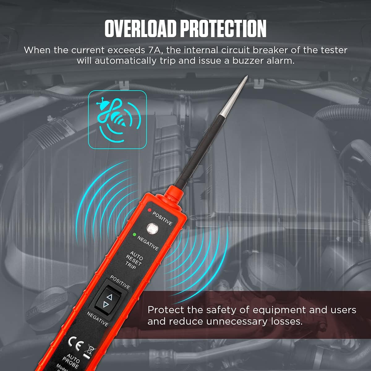 CMTOOL Power Circuit Probe Tester 6V-24V DC Test Light, Automotive Circuit Tester Car Short Finder, Component Activation, Polarity Identify, Overload Protection