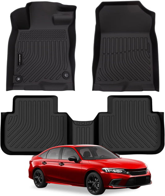 AUXKO All Weather Floor Mats for Honda Civic 2022-2025 2026 Sedan Hatchback Si(Include Sport|2nd Row with&w/o USB Port|Not for Hybrid) Acura Integra 2023-2025 Liners All Season Odorless Anti-Slip