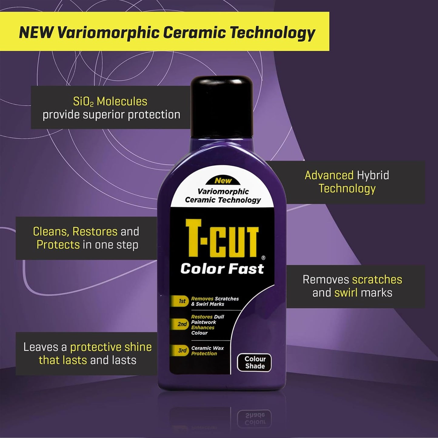 T-Cut Purple Scratch Remover Color Fast Paintwork Restorer Car Polish, 13 Colors Available,17 Fl Oz