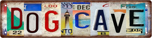 DOG CAVE Vintage Metal Tin Sign, Street Sign, Home Decor, Room Decor, Wall Decor, Bathroom Decor, Bar Decor, Cafe Decor, Garage Decor, 16 x 4 Inch