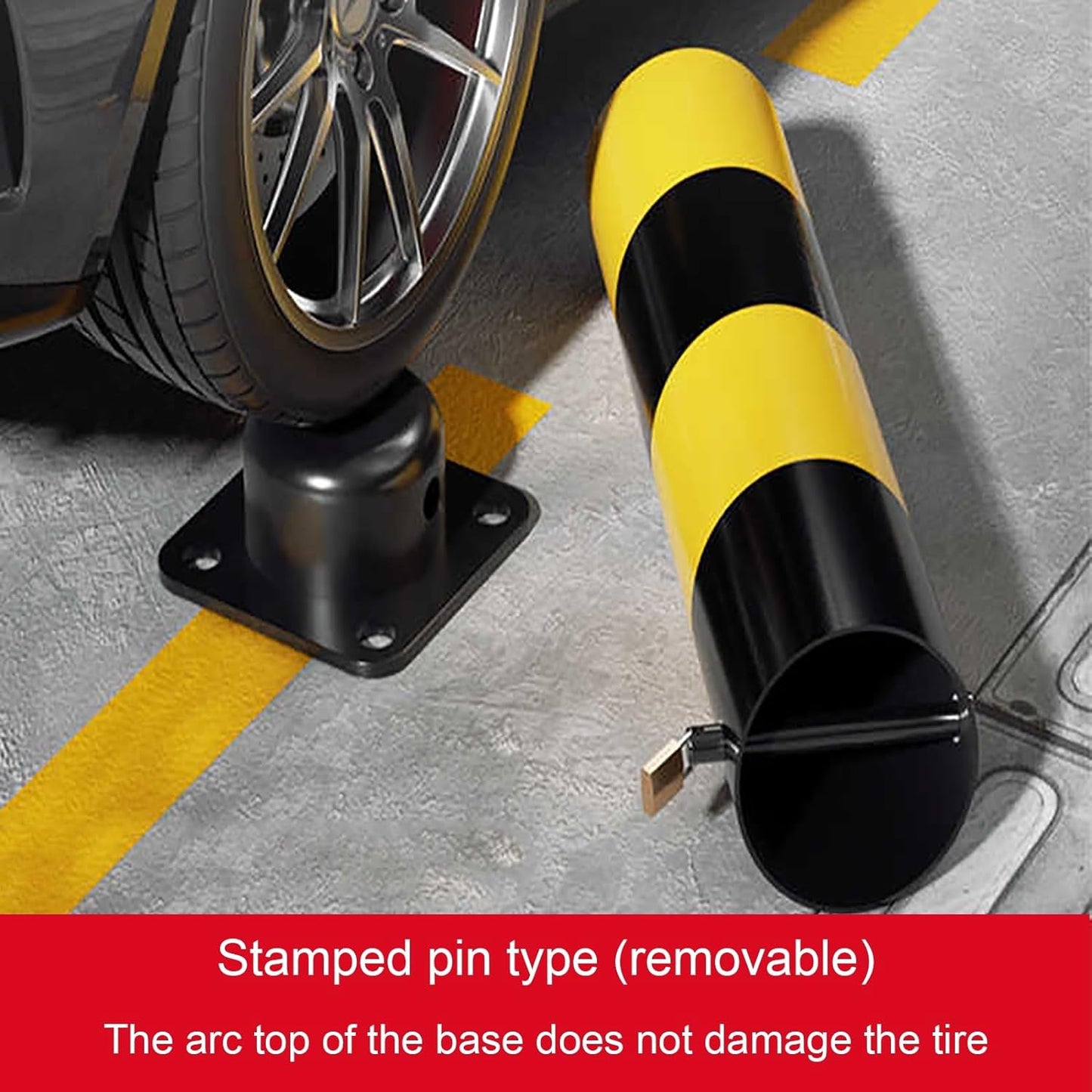 Steel Safety Bollard Post, with Lock Bollard Post Removable Security Posts, Parking Bollards, Parking Barriers Concrete, Powder Coat, for Parking Lot, Driveway and Sidewalk(Black (3pcs),50cm/19.7in)