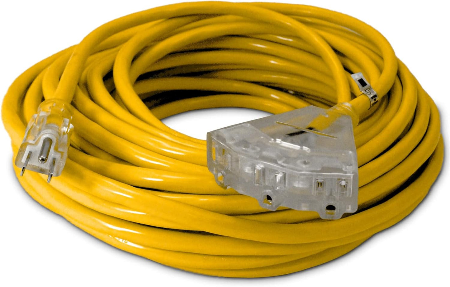 75 ft - 12 Gauge Heavy Duty Extension Cord - 3 Outlet Lighted SJTW - Indoor/Outdoor Extension_Cord by Watt's Wire - 75' 12-Gauge Grounded 15 Amp ExtensionCord