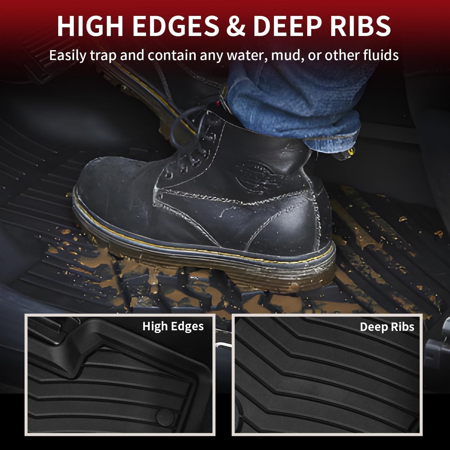 LASFIT Floor Mats & Cargo Mat for Mercedes Benz GLC 2016-2022 GLC300 / GLC350e / GLC43 AMG / GLC63 AMG / GLC63 AMG S (Not Fit Coupe), Fit All Weather TPE Floor Liners, 1st & 2nd Row and Trunk Mat