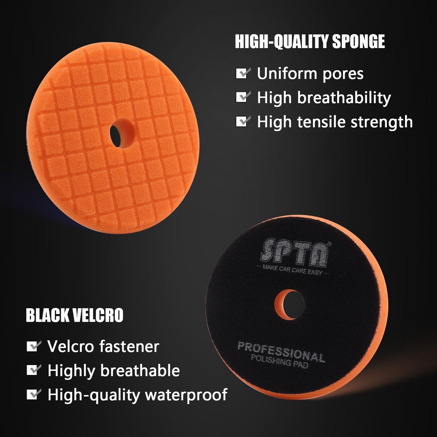 SPTA Buffing Polishing Pads Kits, with 3Pcs 6.5 Inch Polishing Pads,16oz Polishing Pad Cleaner, 2 Microfiber Towel and 1 Pad Cleaning Brush, All for Car Buffer Polisher, Polishing and Buffing