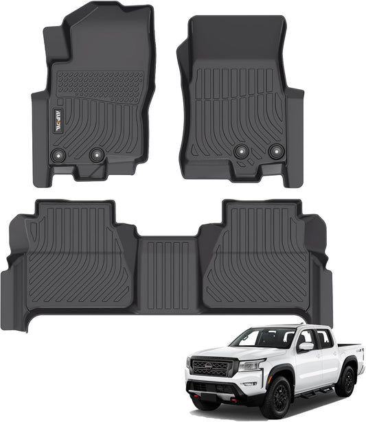 AIPOIL® Floor Mats for 2022-2024 2025 Nissan Frontier Crewcab All Weather Protection TPE Anti-Slip Automotive Full Set Custom Car Mats Accessories - Black