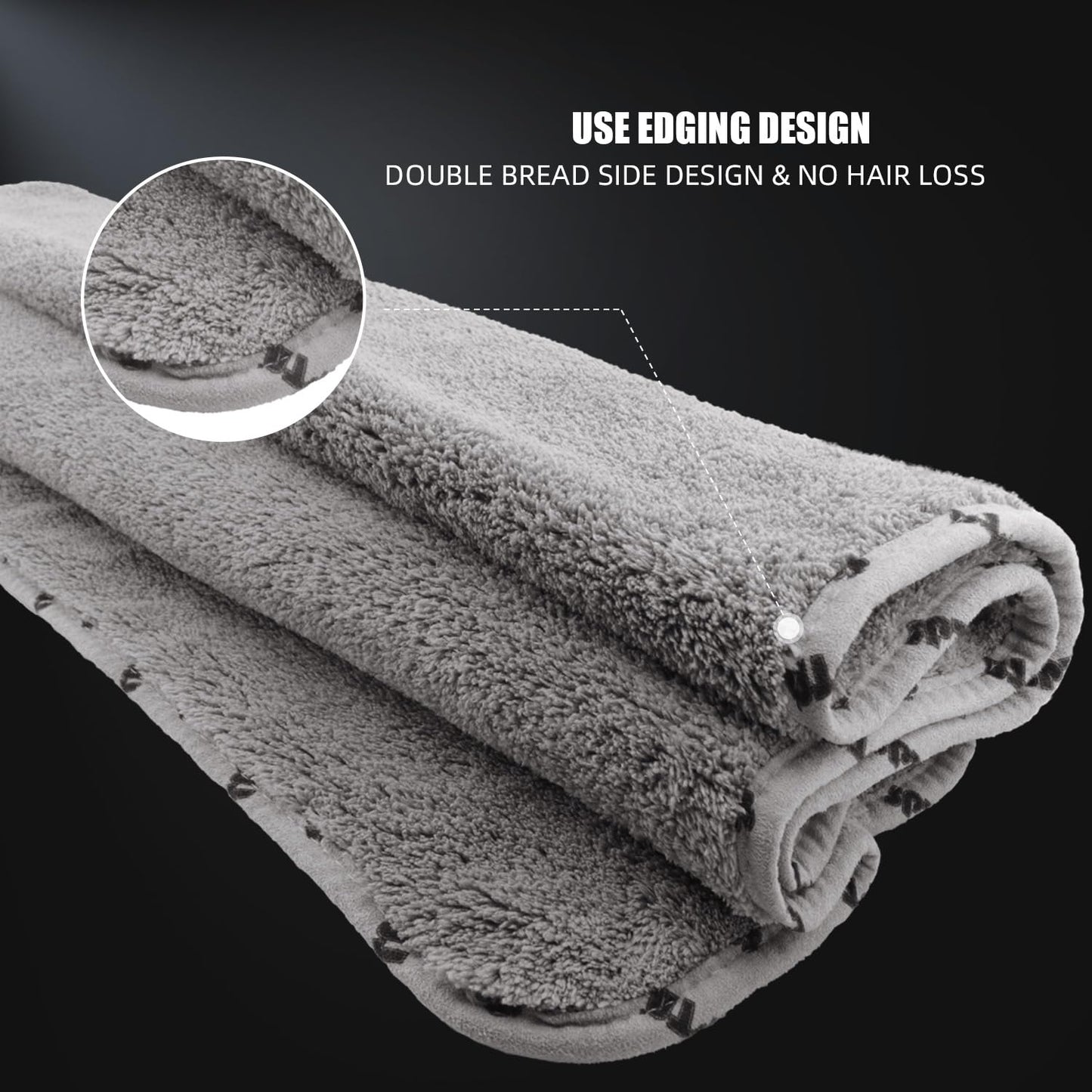 SPTA Car Microfiber Towels Woolly Mammoth Large, Super Absorbent and Soft Microfiber Towels for Cars, Gray (26.4 x 38.2 inch) -MT035