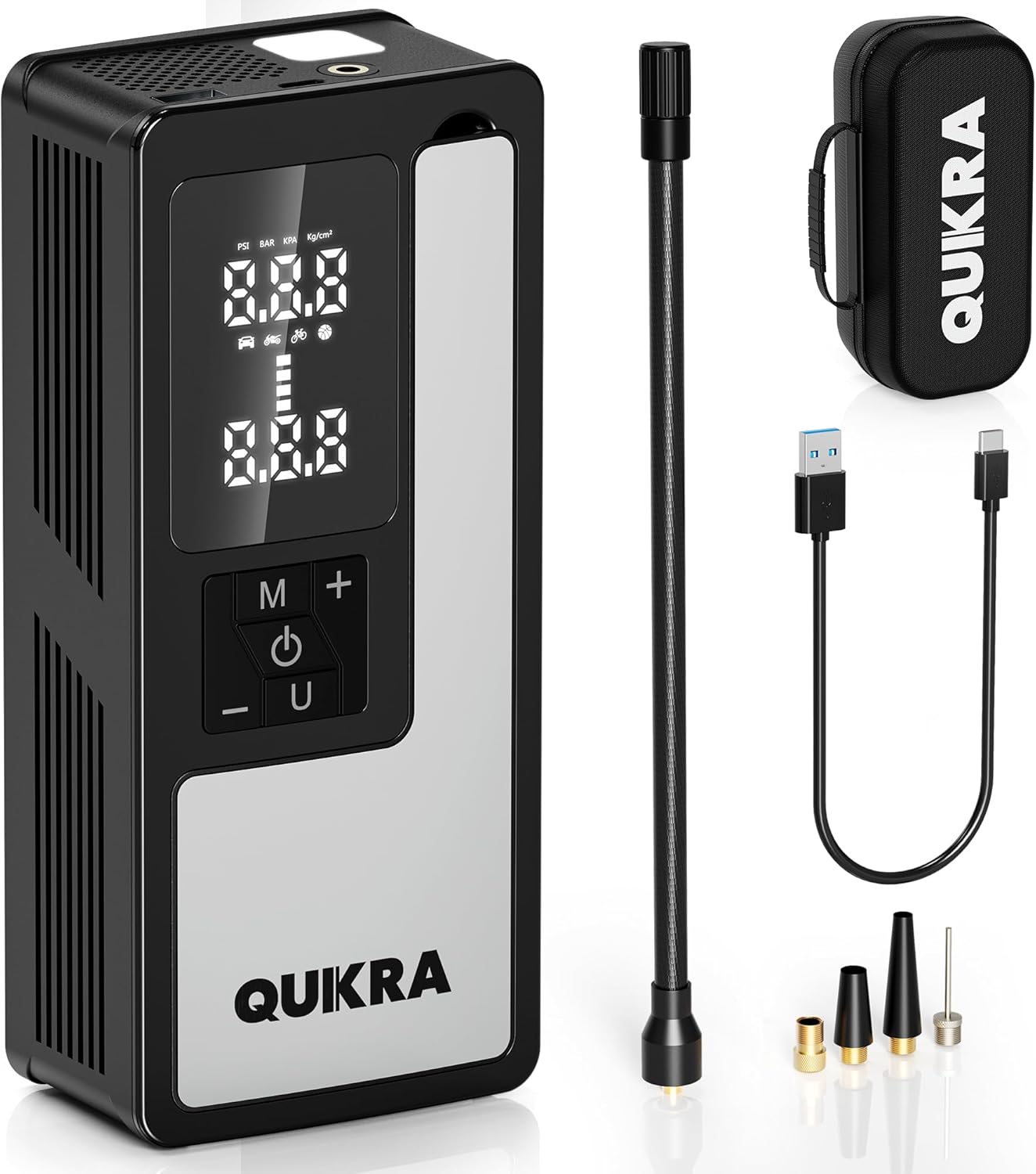 P009 Tire Inflator Portable Air Compressor, 4× Faster 150PSI Air Pump, Auto Shut-off Cordless Tire Pump, Smart Air Compressor with LED Light and Pressure Gauge for Car Motorcycle Bike and Ball