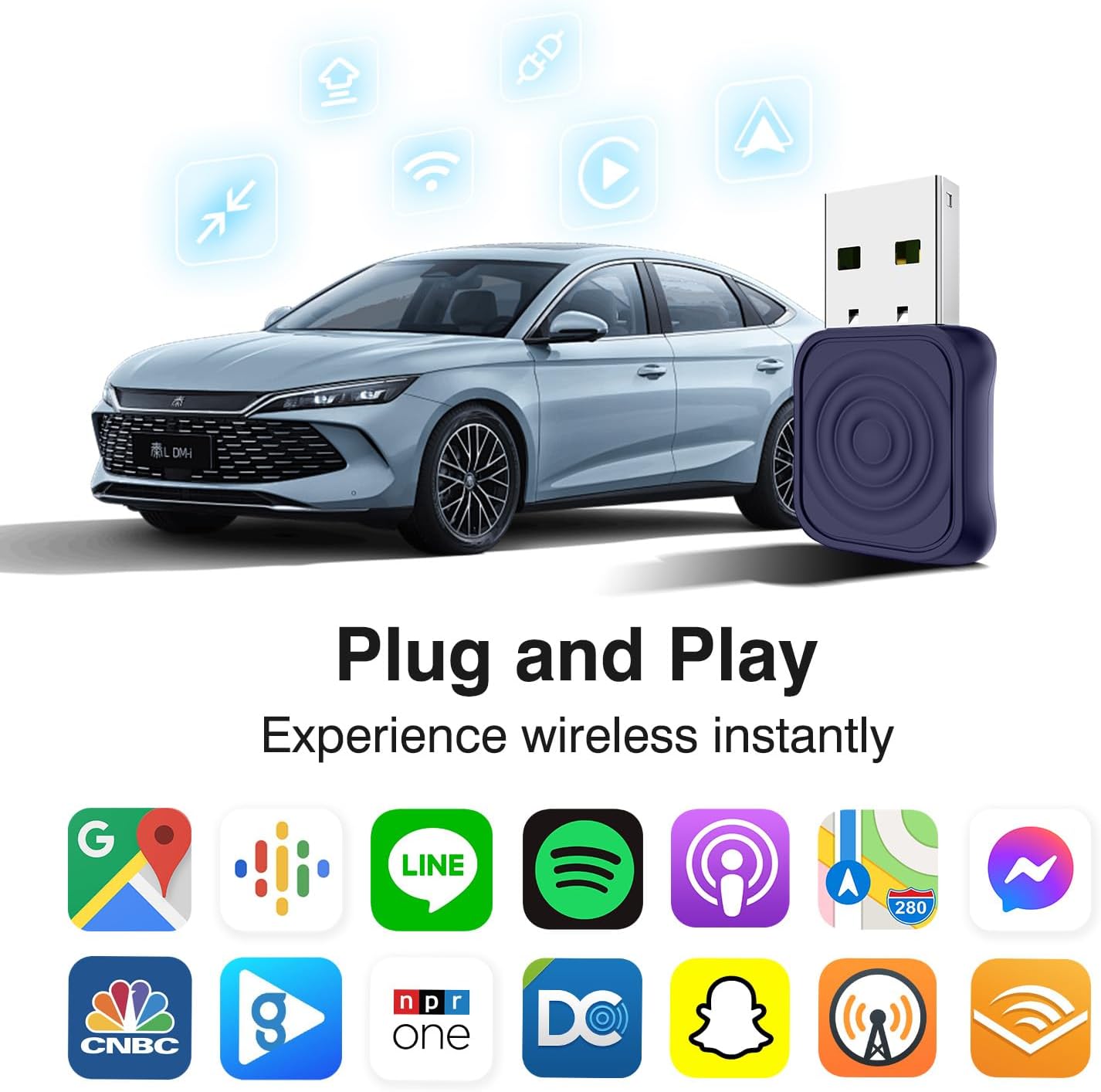 CarlinKit MiNi Ultra Wireless CarPlay & Android Auto Adapter - Plug & Play USB-A/USB-C Upgrade for Wired Cars | Retains OEM Mic, Sound Quality & Controls | OTA Updates