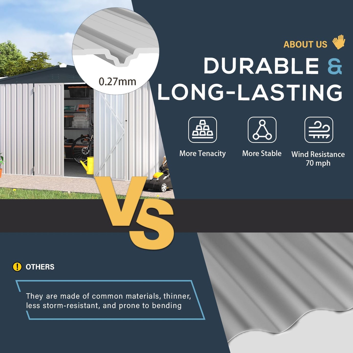 U-MAX Storage Shed 14x12 Outdoor Shed, Large Metal Outside Storage Garden Sheds & Outdoor Storage Shed Clearance, 12x14 Tool Shed Outdoor Storage Lockable for Backyard, Patio and Outside Use in White