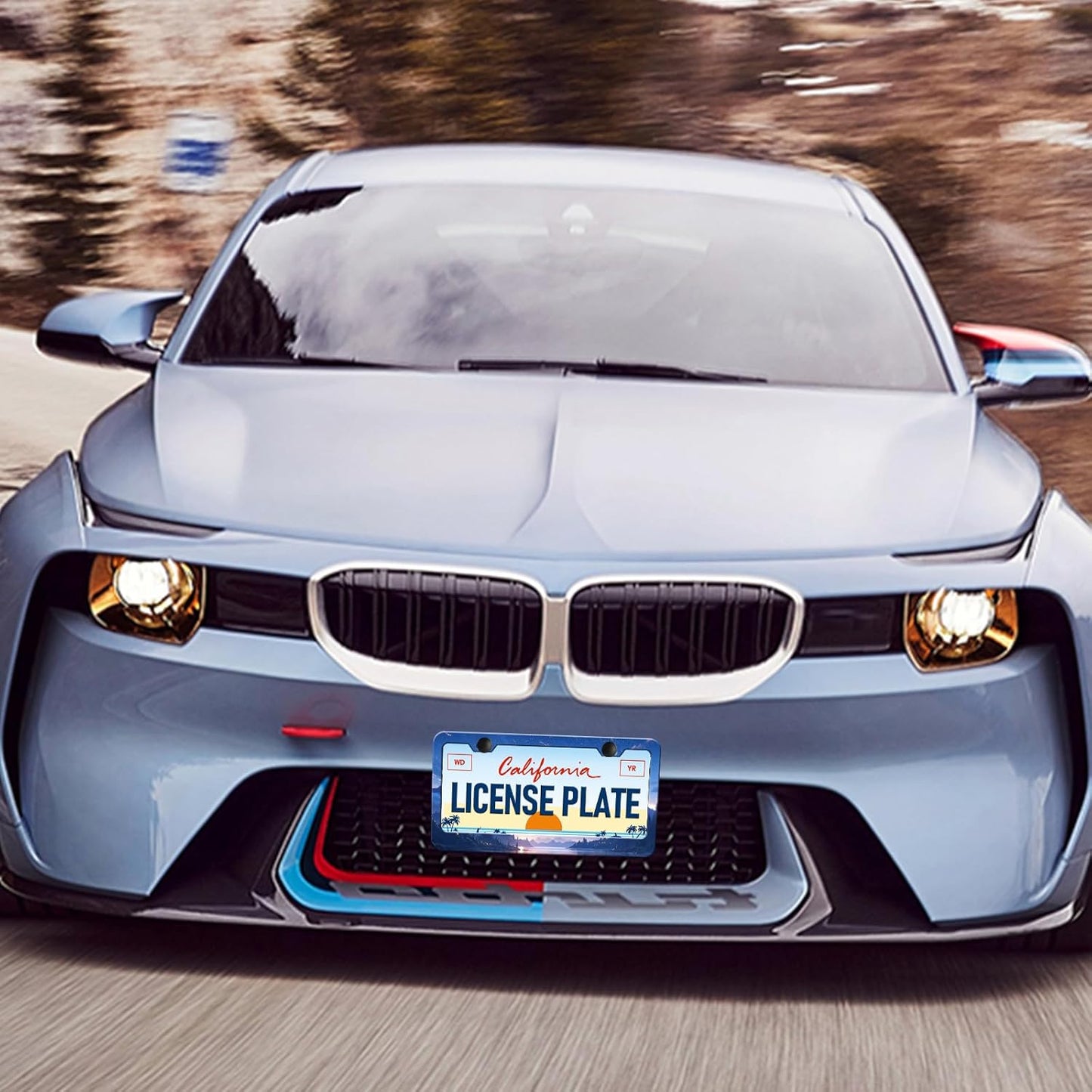 Starry Sky Mountain License Plate Frames - 2 Pack Night Sky Mountain Stainless Steel License Plate Holder,Rust-Proof Waterproof Car Decorative Tag Frame with Screws Fasteners Caps