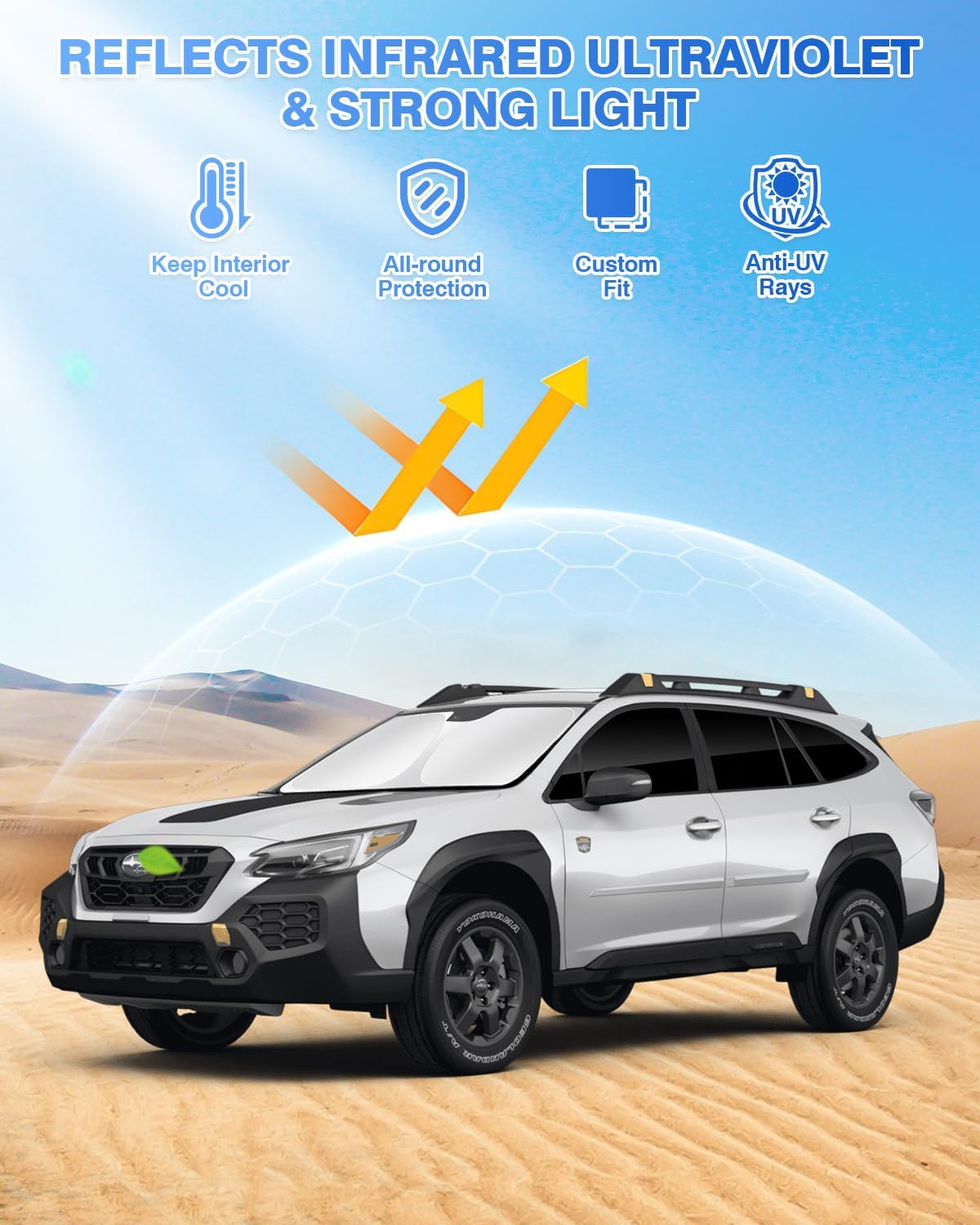 Sunshades for 2020-2025 Subaru Outback Accessories Windshield Sun Shade Side Rear Window Shade Cover Sun Visor Shield Privacy Protection Keep Vehicle Cool Black 7PCS