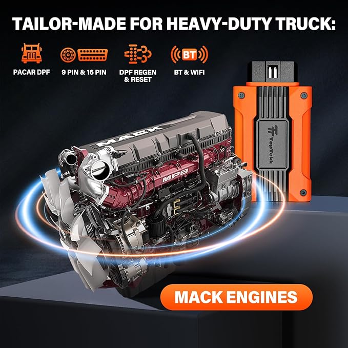 DPF Regeneration Scanner for Truckers, Emergency Reset Device, Diesel Diagnostic Scan Tool, Compatible with Mack Engines, Perform On-The-Road DPF Regen, Includes Lifelong Updates