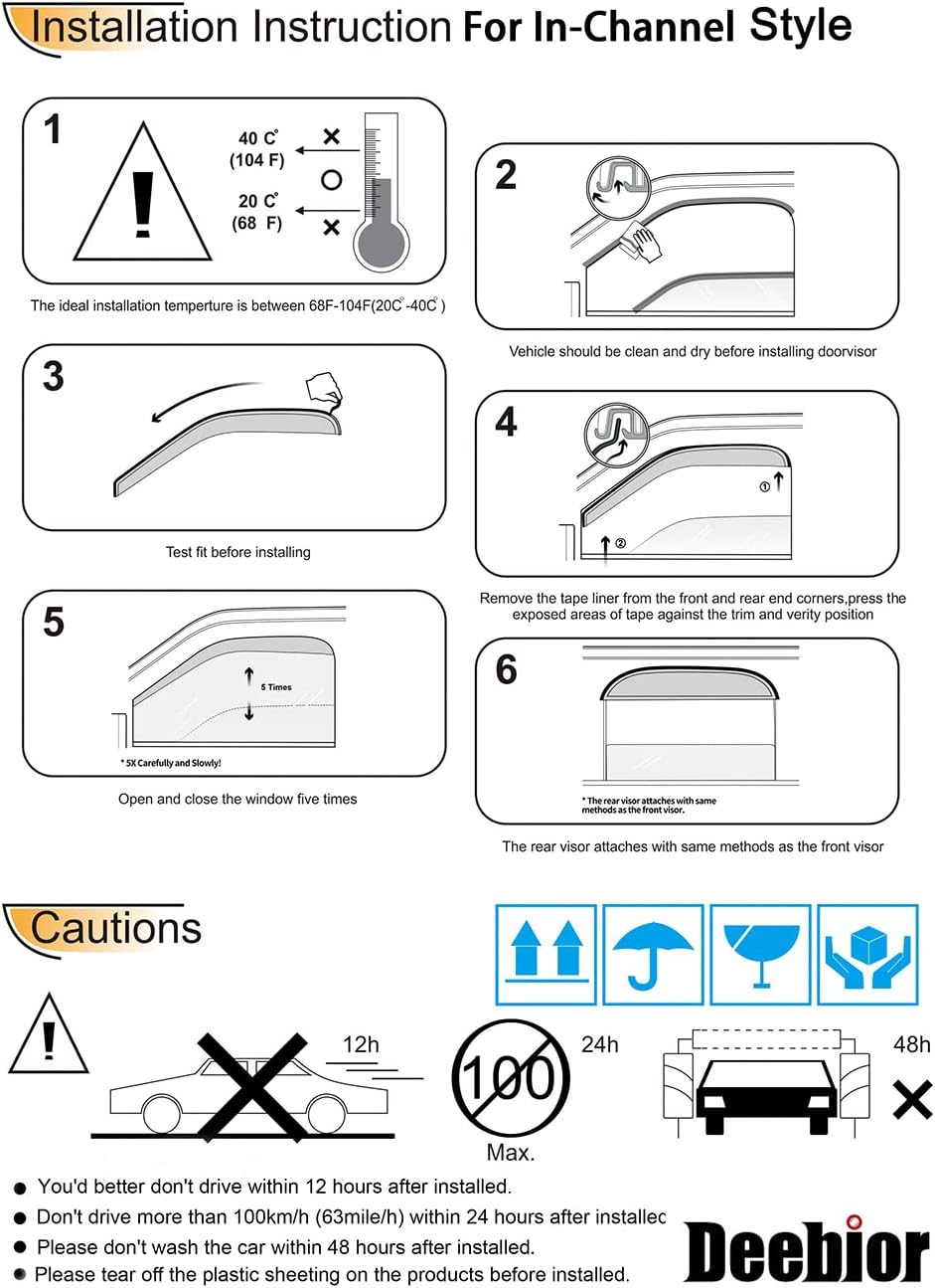192328 Side Window Wind Deflector,2pcs in-Channel Style Nice Sun Rain Guards Set,Window Visor fit for 2007-2018 Jeep Wrangler (JK) 2-Door Only
