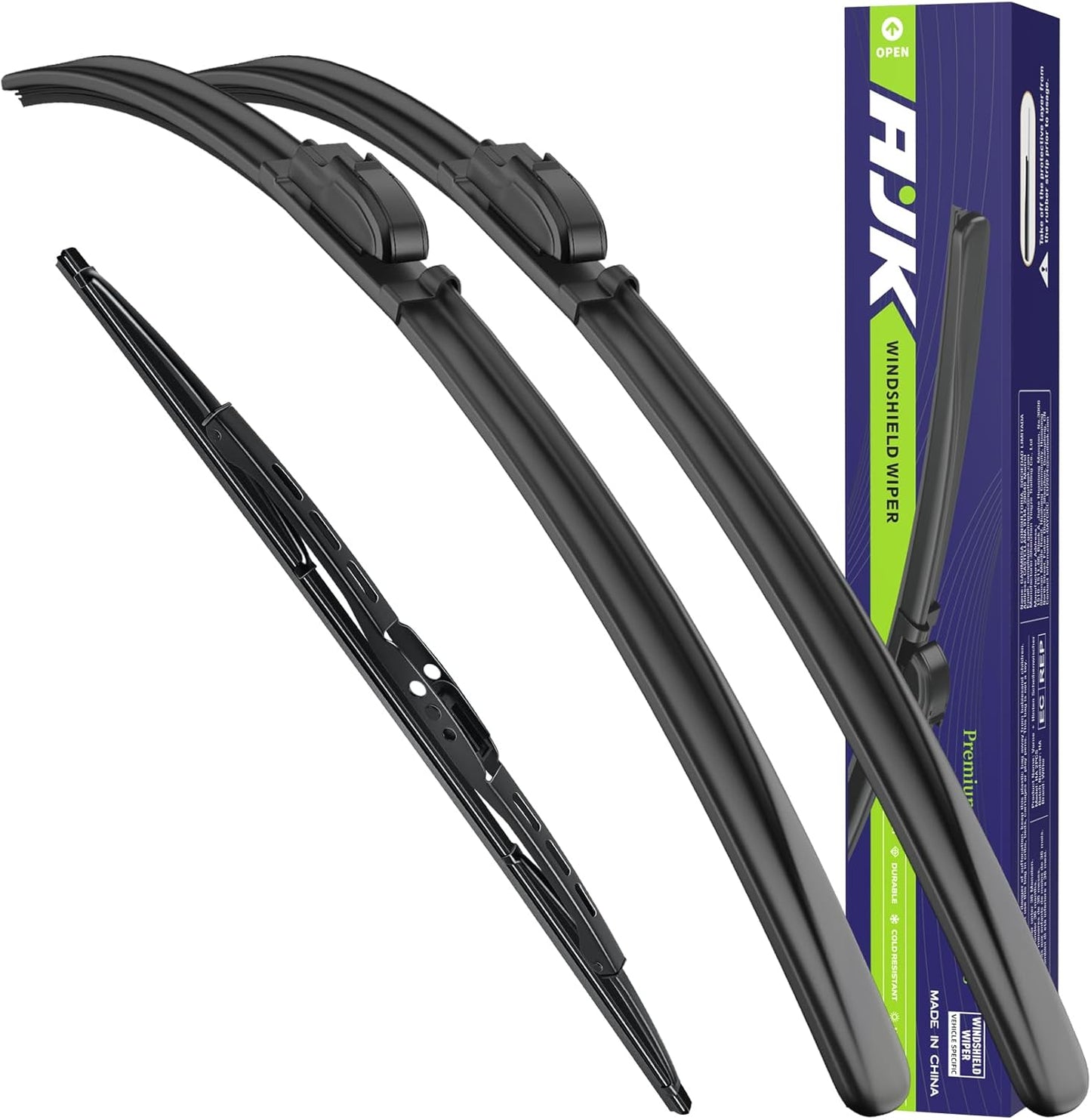 AJK Windshield Wiper Blade, OEM Quality Front and Rear Windshield Wipers for Chevrolet Trailblazer 2002 2003 2004 2005 2006, 22" 22" 16" Window Blades (Set of 3)