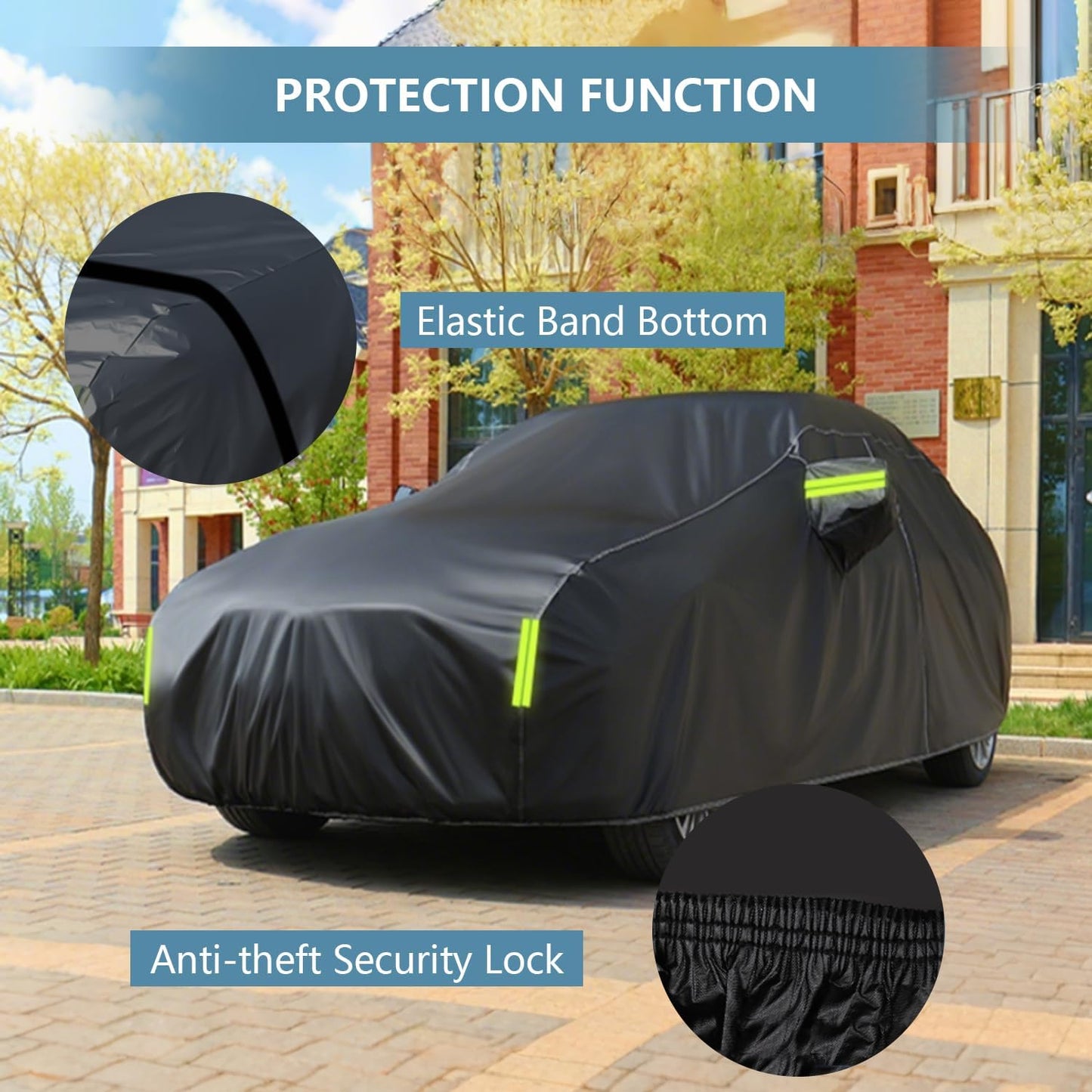 Heavy Duty Waterproof Car Cover Fit for Jeep 2009-2025 Wrangler 4 Dr,Tear & UV Resistant, Outdoor Indoor Full Car Cover with Storage Bag, Windproof Sun Rain UV Dust Snow Protection, Black