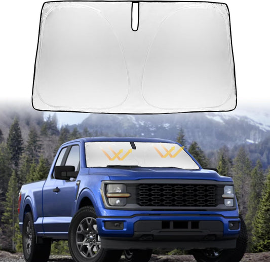 for F150 Sunshade Windshield Sun Shade for Ford F150 2015-2026 F250 F350 F450 Windshield Cover Super Crew Cab, Platinum, XL Raptor Accessories Custom-fit 2Dr Pickup Sun Visor Protector 240T Reflector