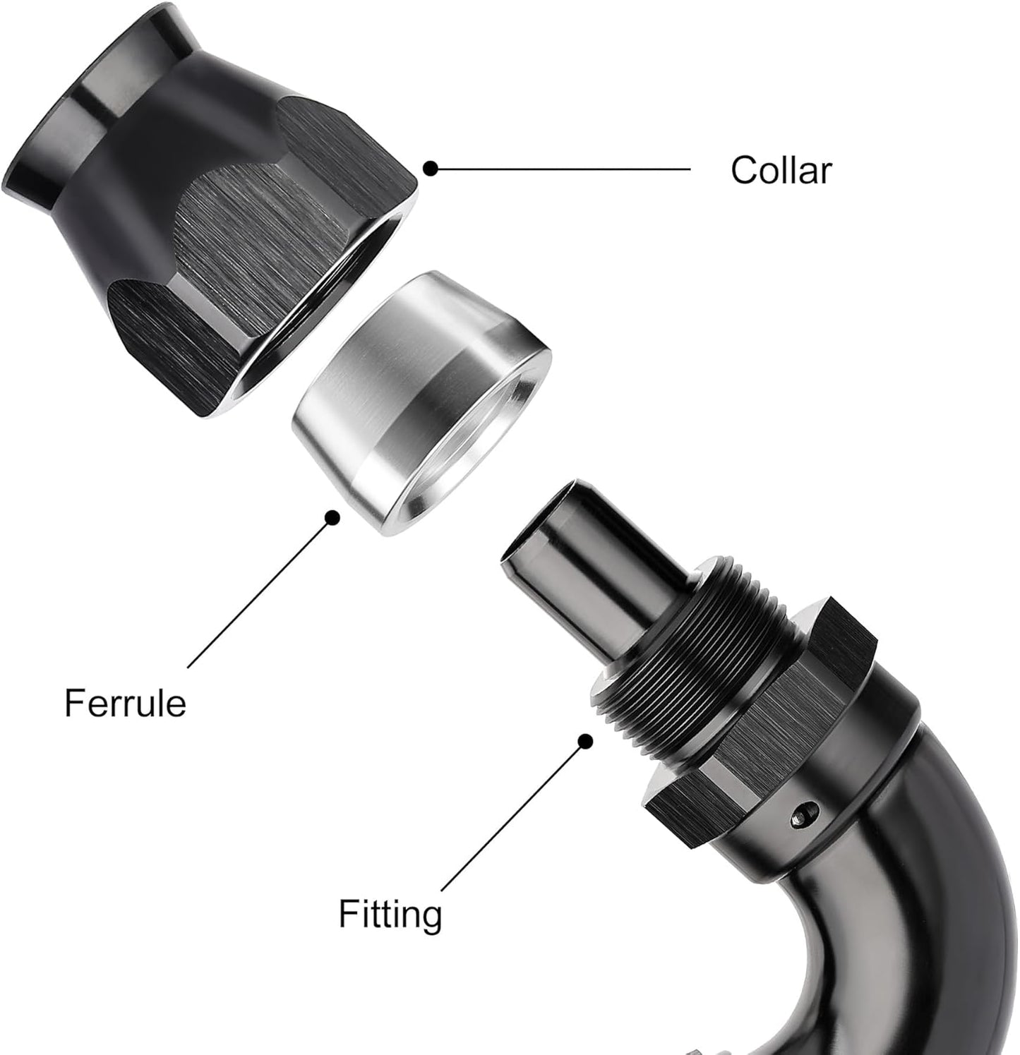 EVIL ENERGY 10AN 120 Degree PTFE One Piece Full Flow End Hose Fitting Aluminum Black