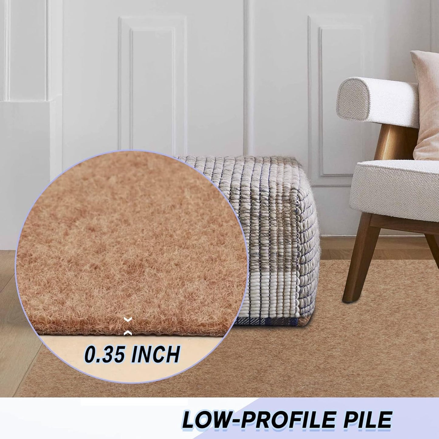 Custom Size Backed Non-Slip Area Rugs Runner, Easy Clean, Waterproof Runner Rugs for Hallway Entryway, Kitchen, Laundry, 4FT x 70FT, Beige