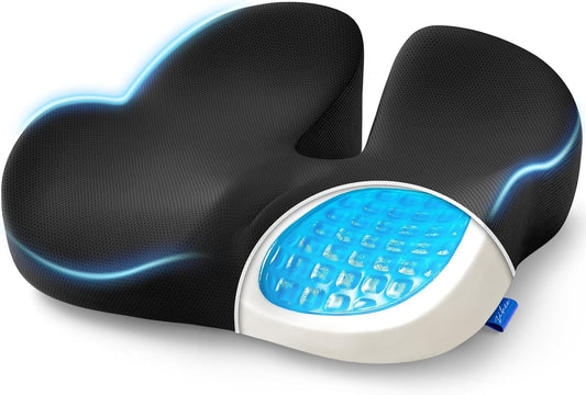 ZIKEE Gel Seat Cushion for Office Chair and Car Seat with Ergonomic Zoning, Memory Foam Chair Cushion for Sciatica, Lower Back, Tailbone Pain Relief and Intimate Ventilation, Non-Slip & Airy Cover