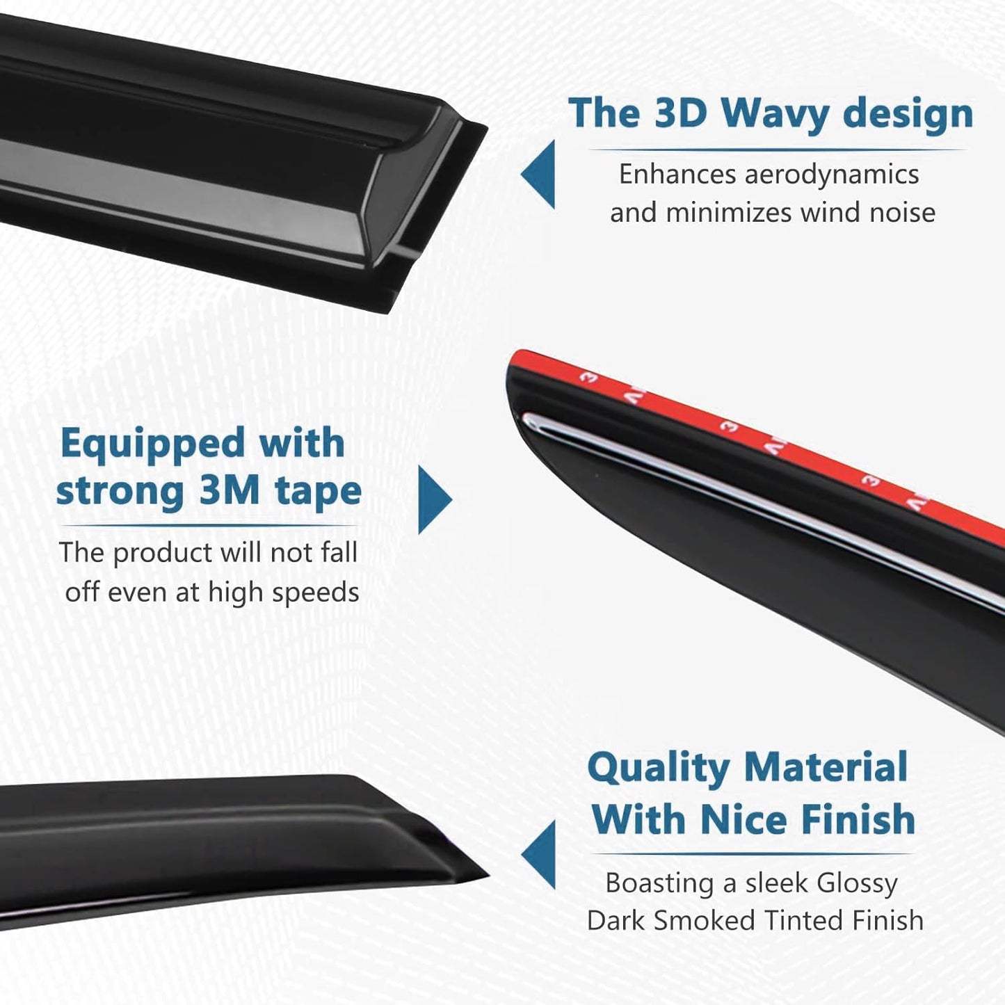 Rain Guards for 2014-2018 Chevrolet(Chevy) Silverado & GMC Sierra 1500 Crew Cab,Window Visors Vent Deflector Shade Smoke for 15-19 Silverado & Sierra 2500HD/3500HD, Tape-On, 4PCS