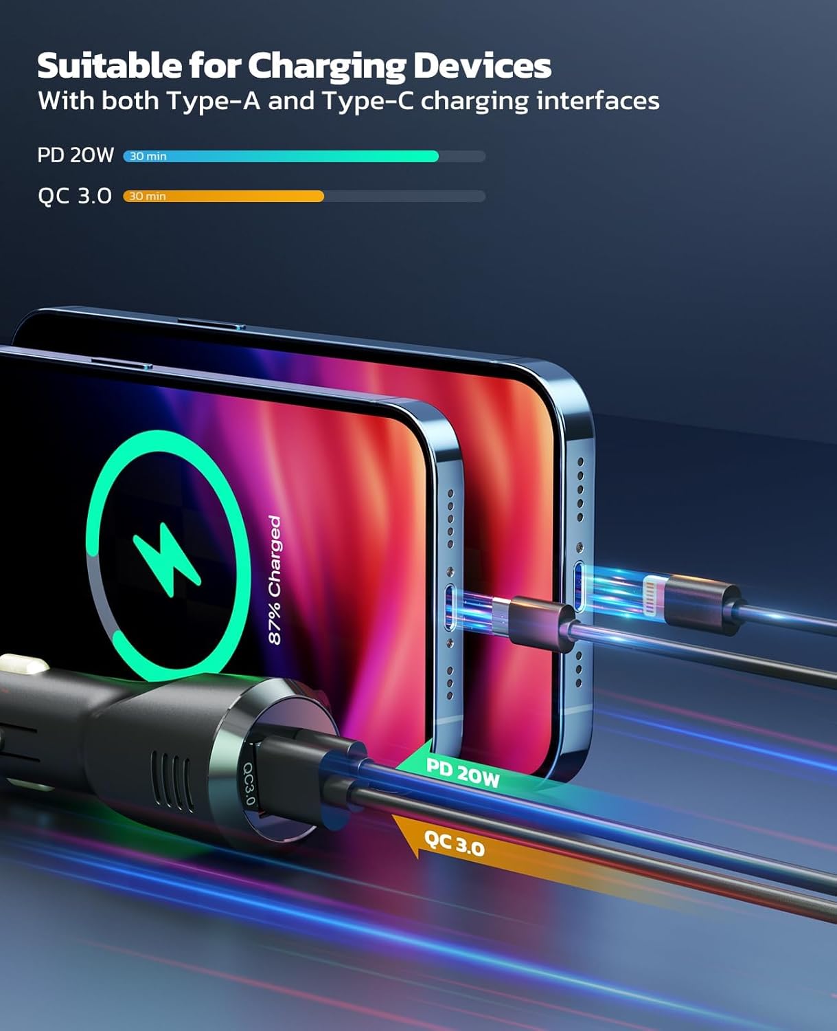 Nulaxy Bluetooth 5.3 Car Adapter with Air Vent Installation & DSP Noise Cancellation, QC3.0 & Type-C PD Car Charger Wireless FM Radio Transmitter Supports Bass & Treble Boost