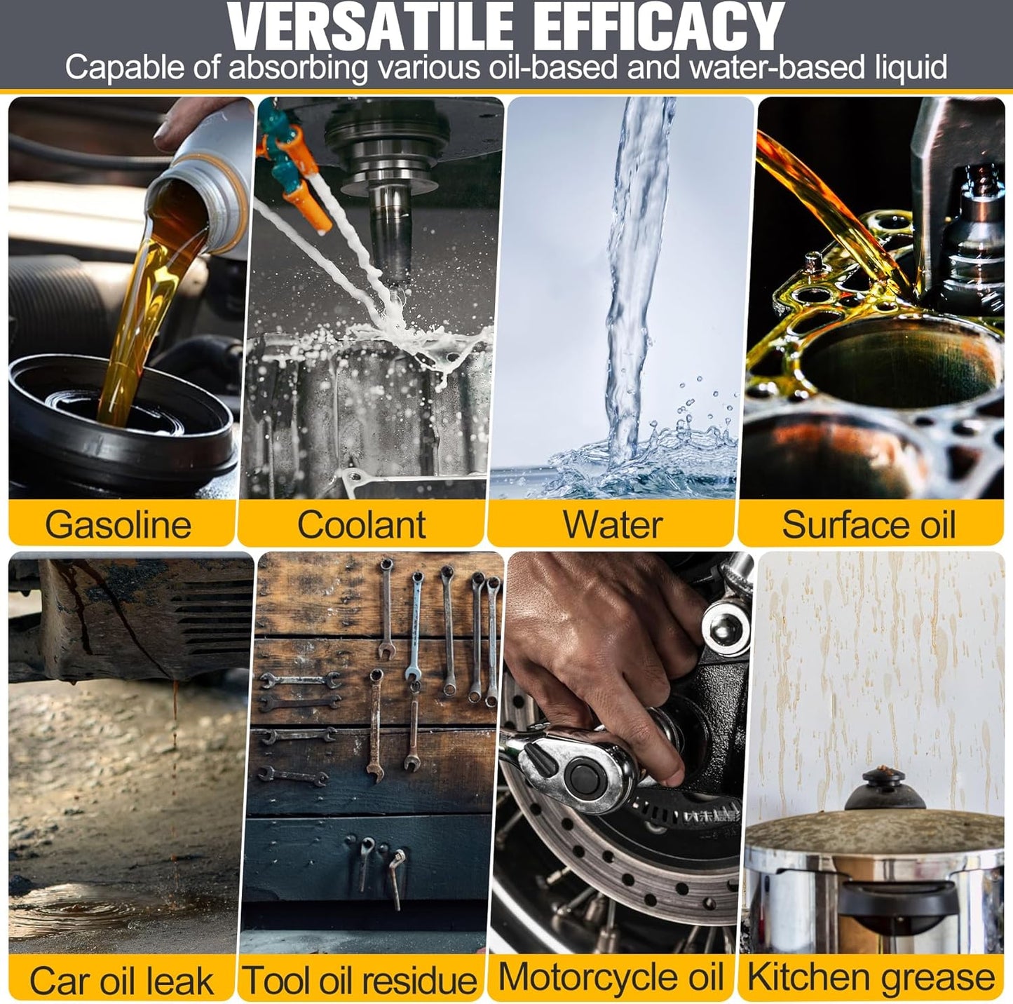 100PC Oil Absorbent Pads | 13"x10" Meltblown Polypropylene Mats, Hand-Tear Lines for Automotive & Workshop | Vacuum Eco-Packaging, Reusable Spill Control