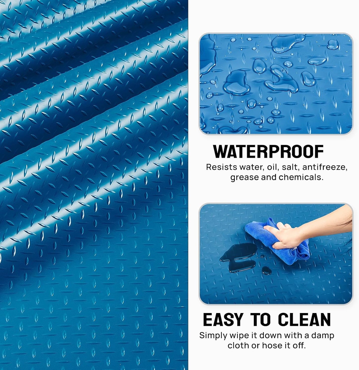 Bonnlo 7.5x17 FT Garage Floor Mat for Under Car,Thickened PVC Roll Floor mats，Waterproof Non Slip Parking Mat,Blue
