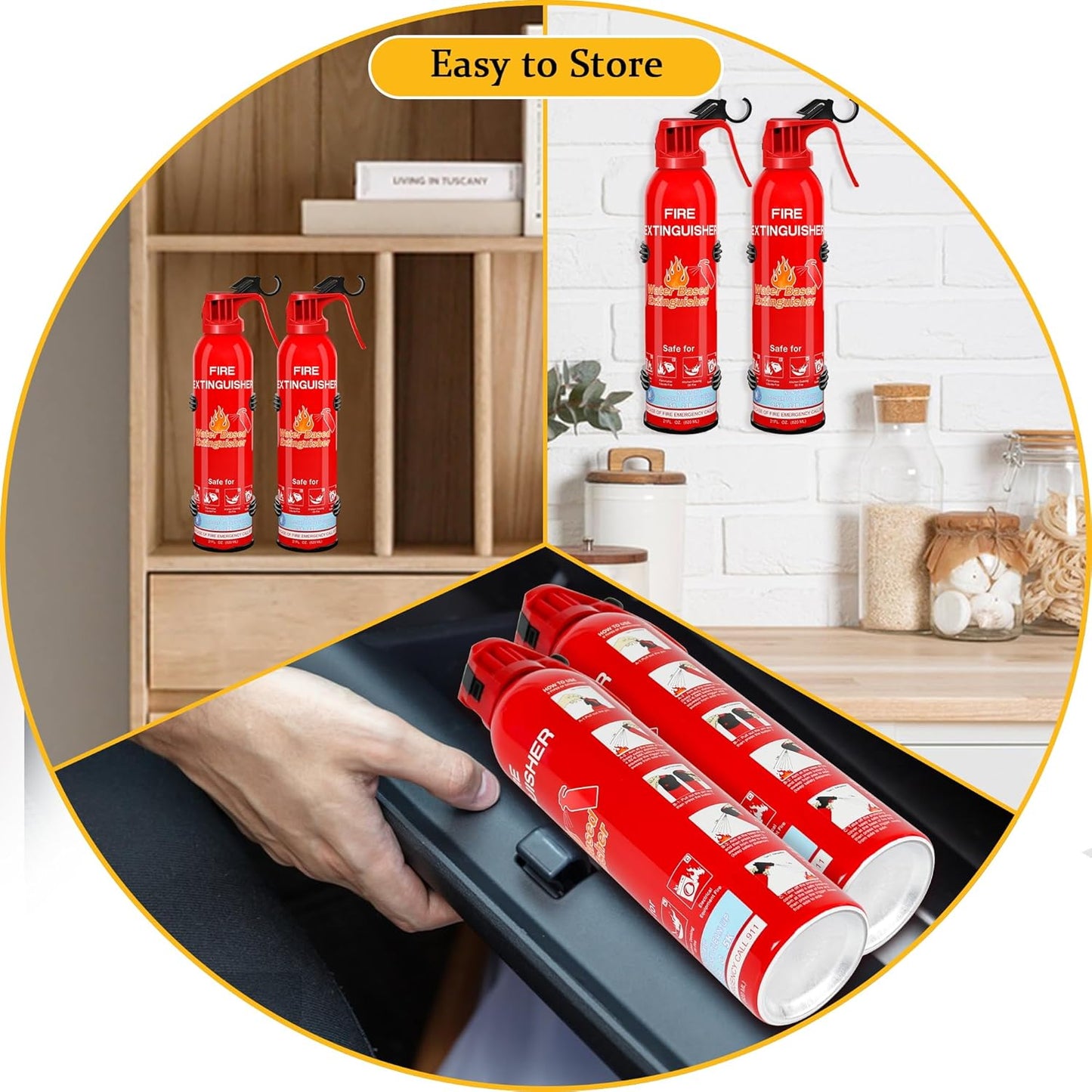 Fire Extinguishers for Home with Mount, 1 Pack Upgraded 8-in-1 Portable Fire Extinguisher For Vehicle Car Boat Marine Kitchen Emergency Supplies, Water-Based Extinguisher For A, B, C, K Fire Types