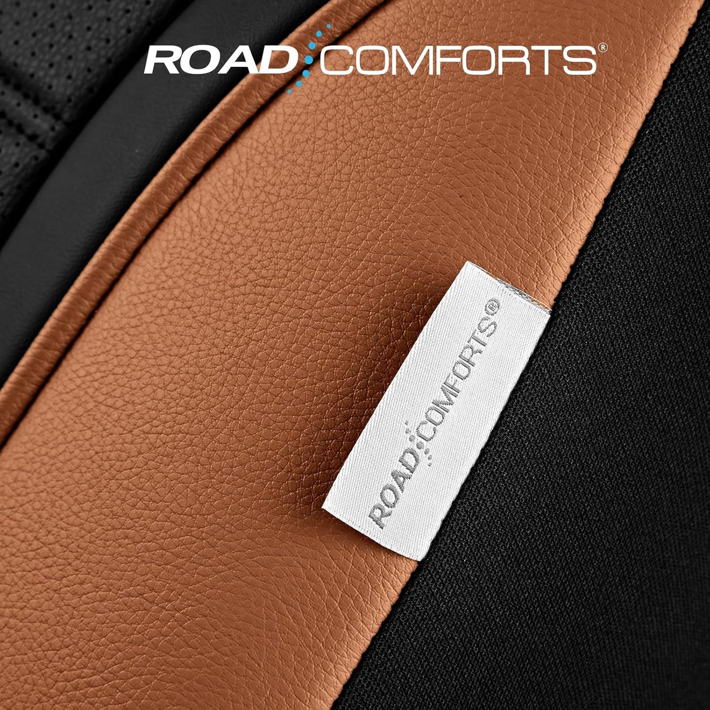 Road Comforts Leather Seat Covers, Breathable Car Seat Covers Front Seat for Men,Airbag Compatible, Automotive Seat Covers Set Universal Fit Most Cars,Vans,Truck,SUV