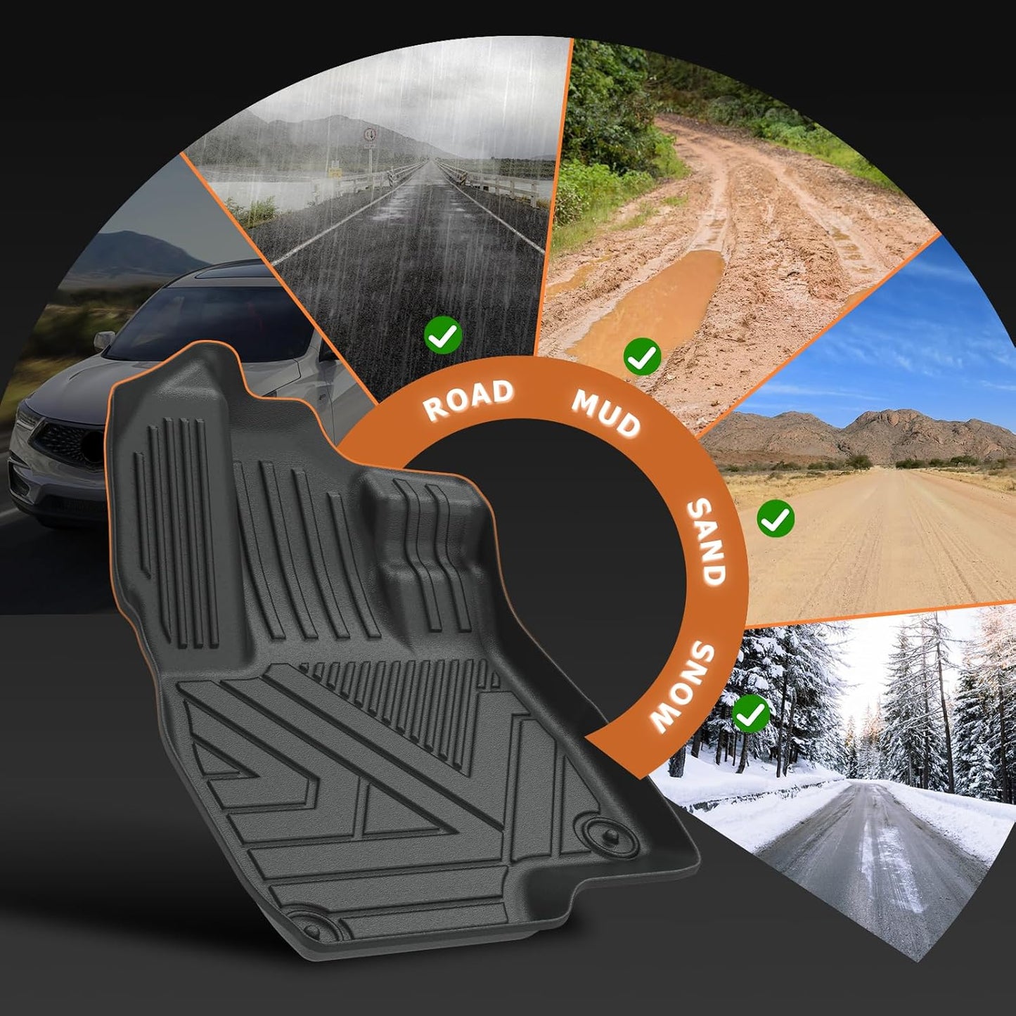 Floor Mats & Cargo Liner Compatible with Dodge Hornet GT& GT Plus& R/T Plug-in Hybrid 2023 2024 2025, All Weather Protection TPE Anti-Slip Waterproof Automotive Full Set Custom Car Mats Accessories