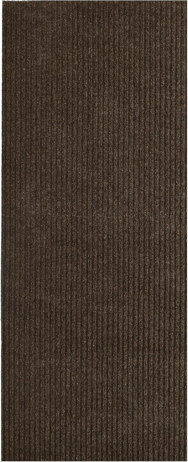 iCustomRug Spartan Weather Warrior Indoor/Outdoor Utility Ribbed Carpet Runner with Non-Slip Thermoplastic Rubber Backing, 6ft X 12ft in Brown