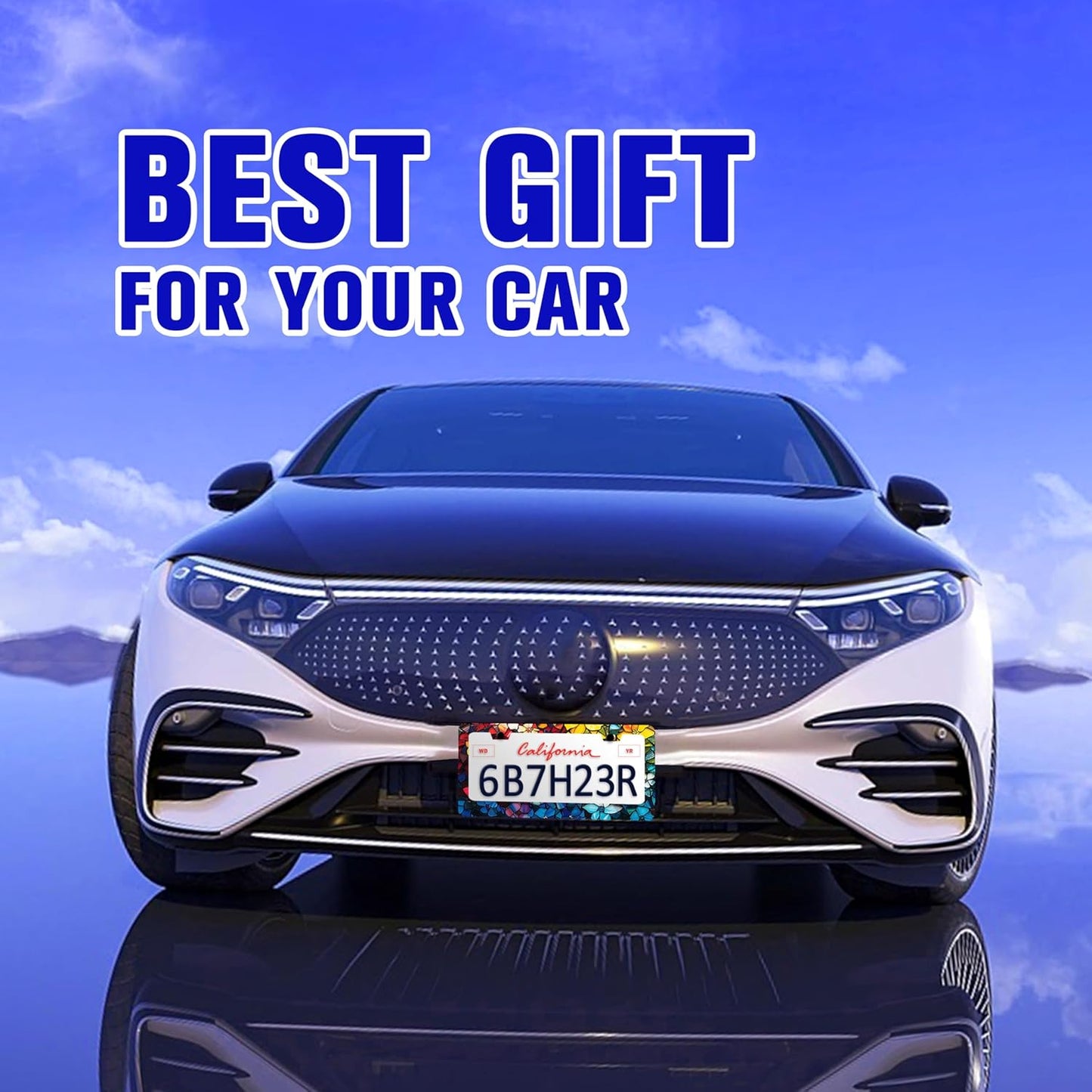 Marble Flowers License Plate Frame Colorful Floral Pattern License Plate Holders Funny Stainless Steel Auto Accessory Bracket 2 Hole with Screws Universal Us Car License Plate Frames 6x12 Inch