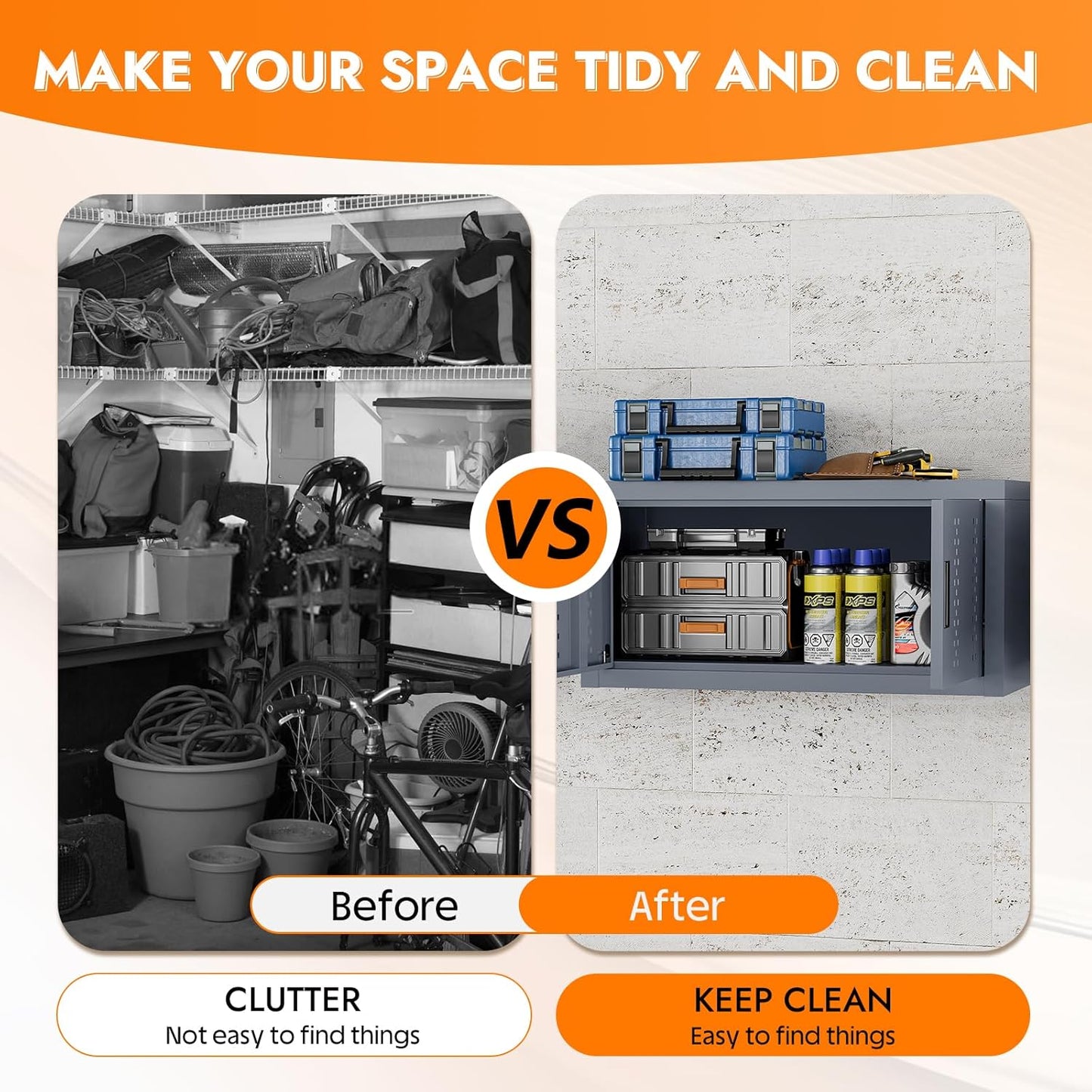 Metal Wall Storage Cabinet Steel Wall Mounted Garage Storage Cabinet with Doors for Basement Utility Room Warehouse Kitchen