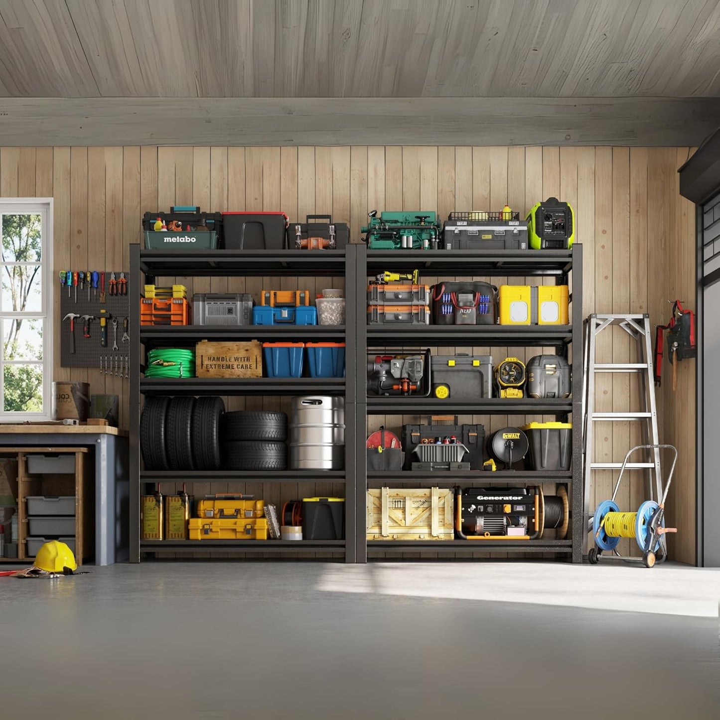 72"H Garage Shelving Heavy Duty Rack, 3500 LBS Large Capacity 5 Tier Adjustable Storage Shelves, Metal Industrial Shelf Units for Garage, Basement and Warehouse, 72"H×35.4"W×15.75"D, Black