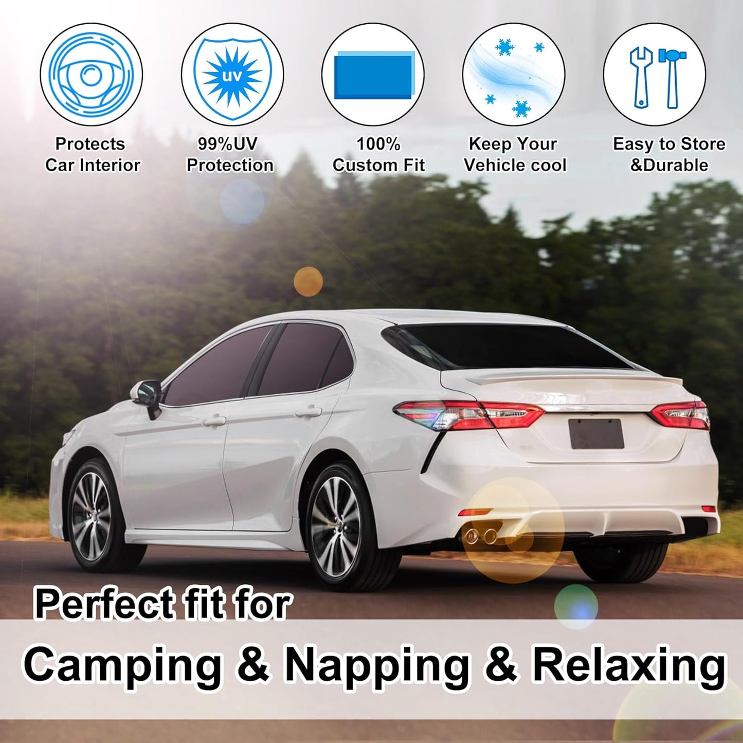 TINGLU Window Shades for Toyota Camry 2018-2024 Accessories Car Side Full Windows Rear Triangular Windshield Sun Shade Sun UV Rays & Privacy Protection for Camping,Napping,and Relaxing 6PCS